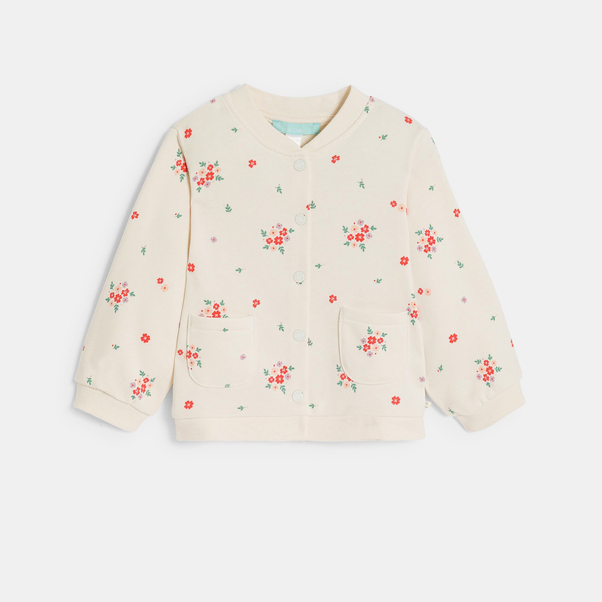 Teddy imprimé fleuri en molleton beige bébé fille - Imprimé multicolore