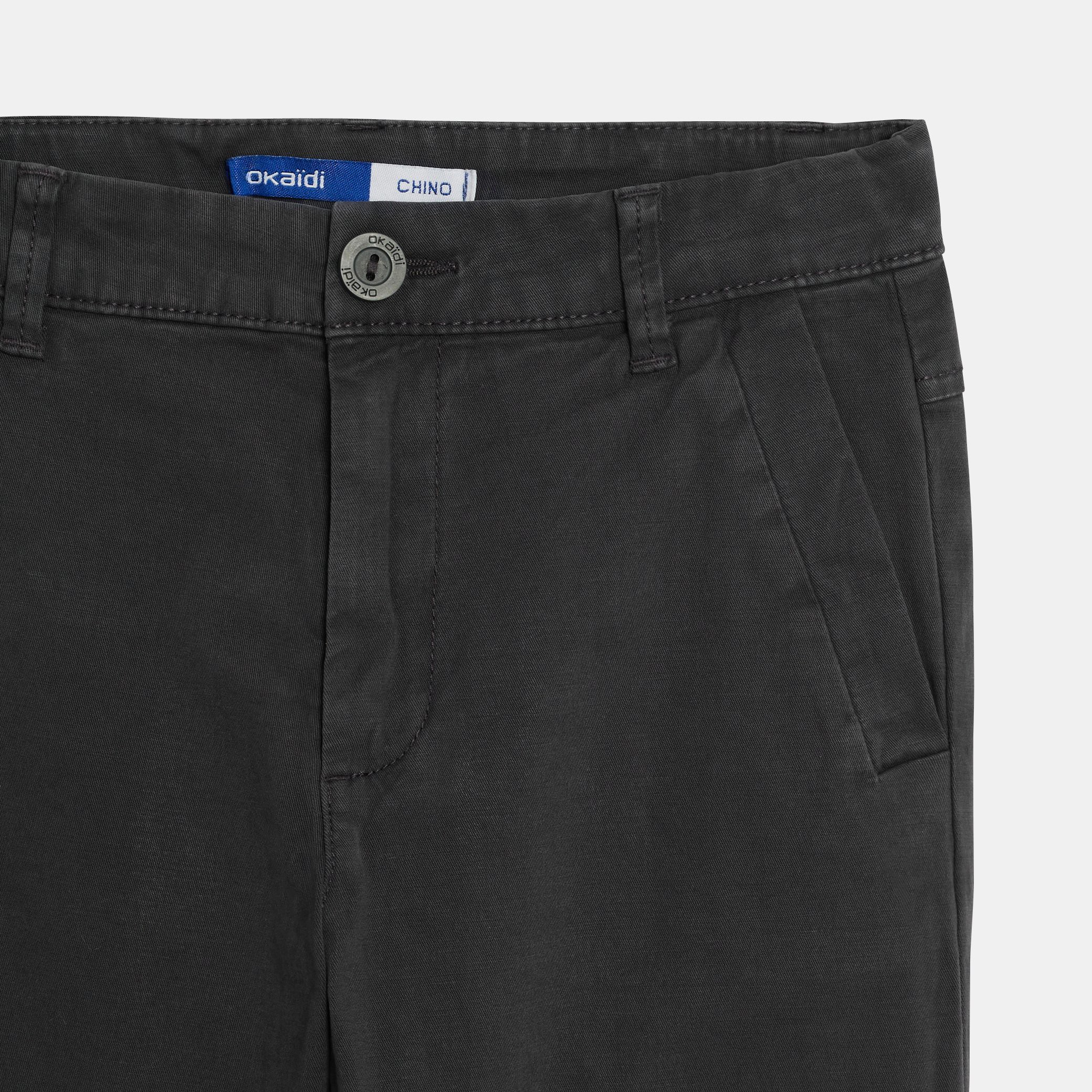 Pantalon chino uni blanc Garçon - Gris Tres Fonce