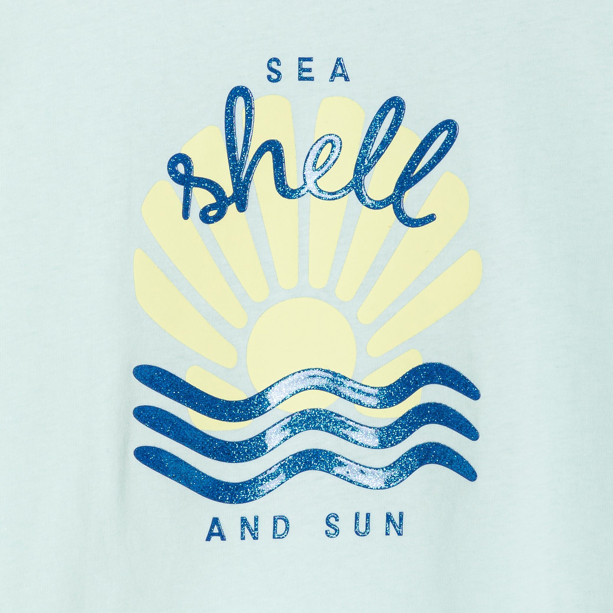 T-shirt blanc à motif manches courtes Fille - Vert aqua