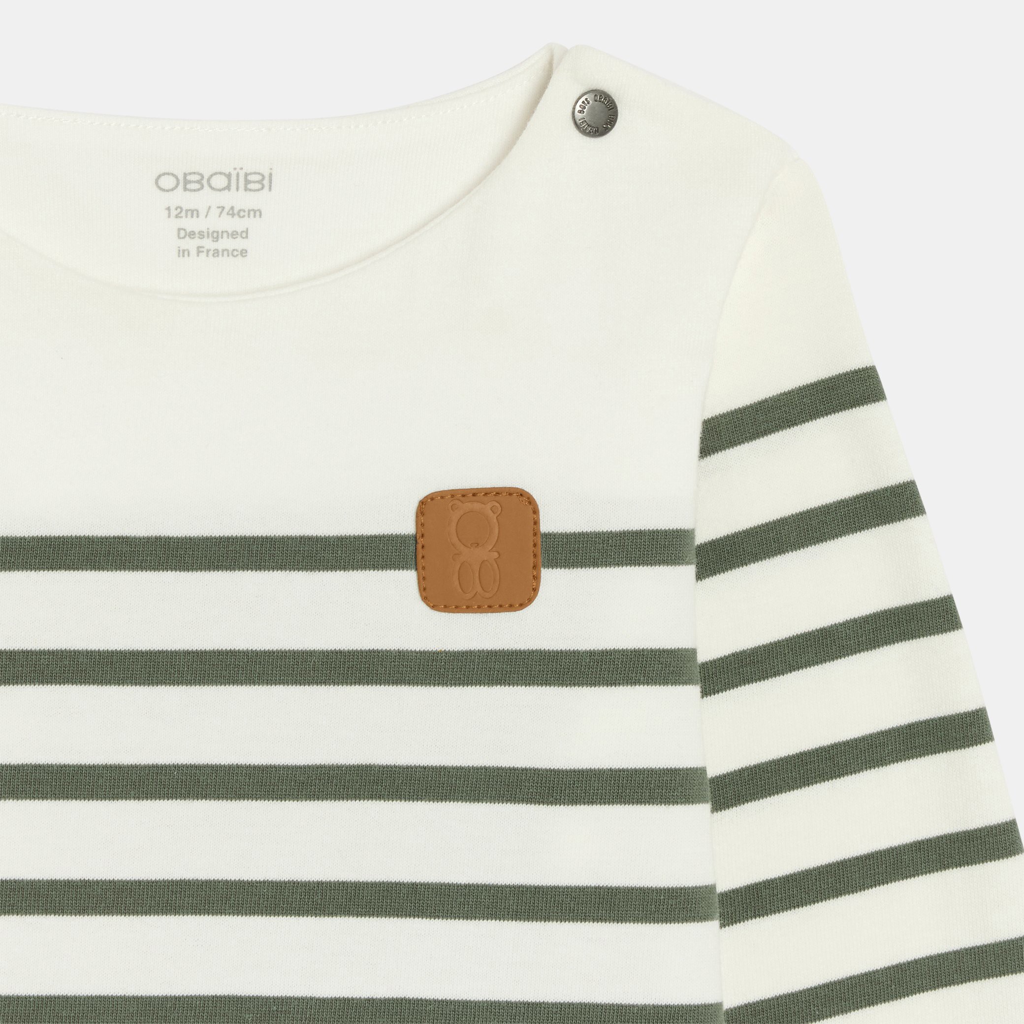 T-shirt marinière bleu bébé garçon - Rayures vert