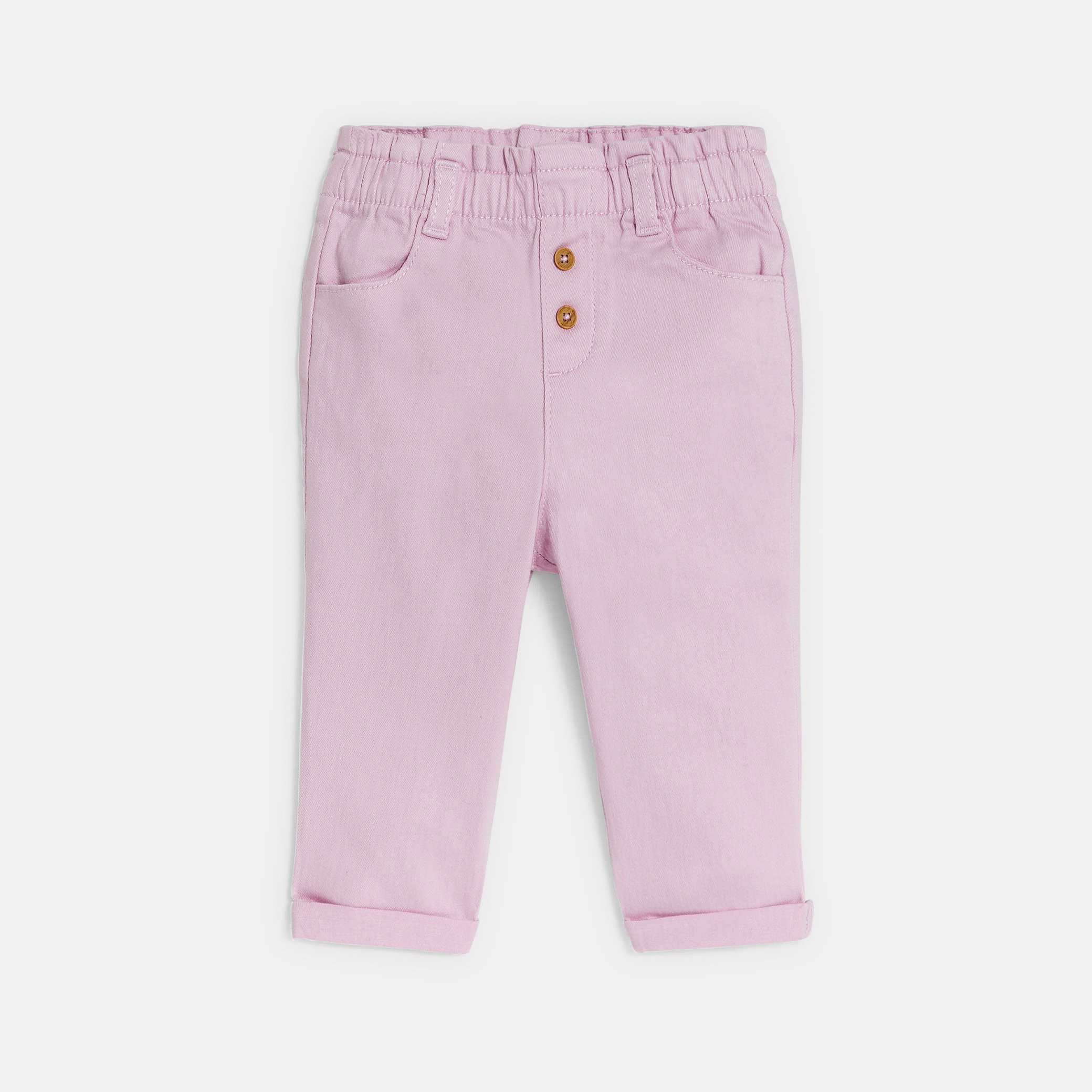 Pantalon taille haute beige bébé fille - Violet Tres Clair