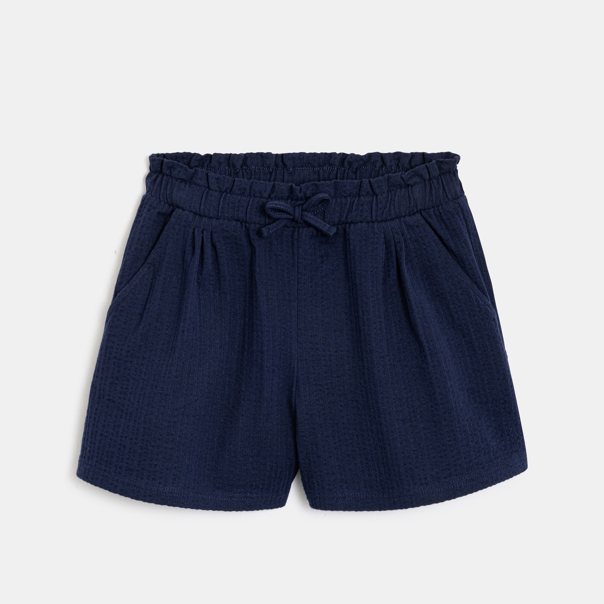 Short souple en jersey fantaisie bleu marine Fille - Bleu Tres Fonce