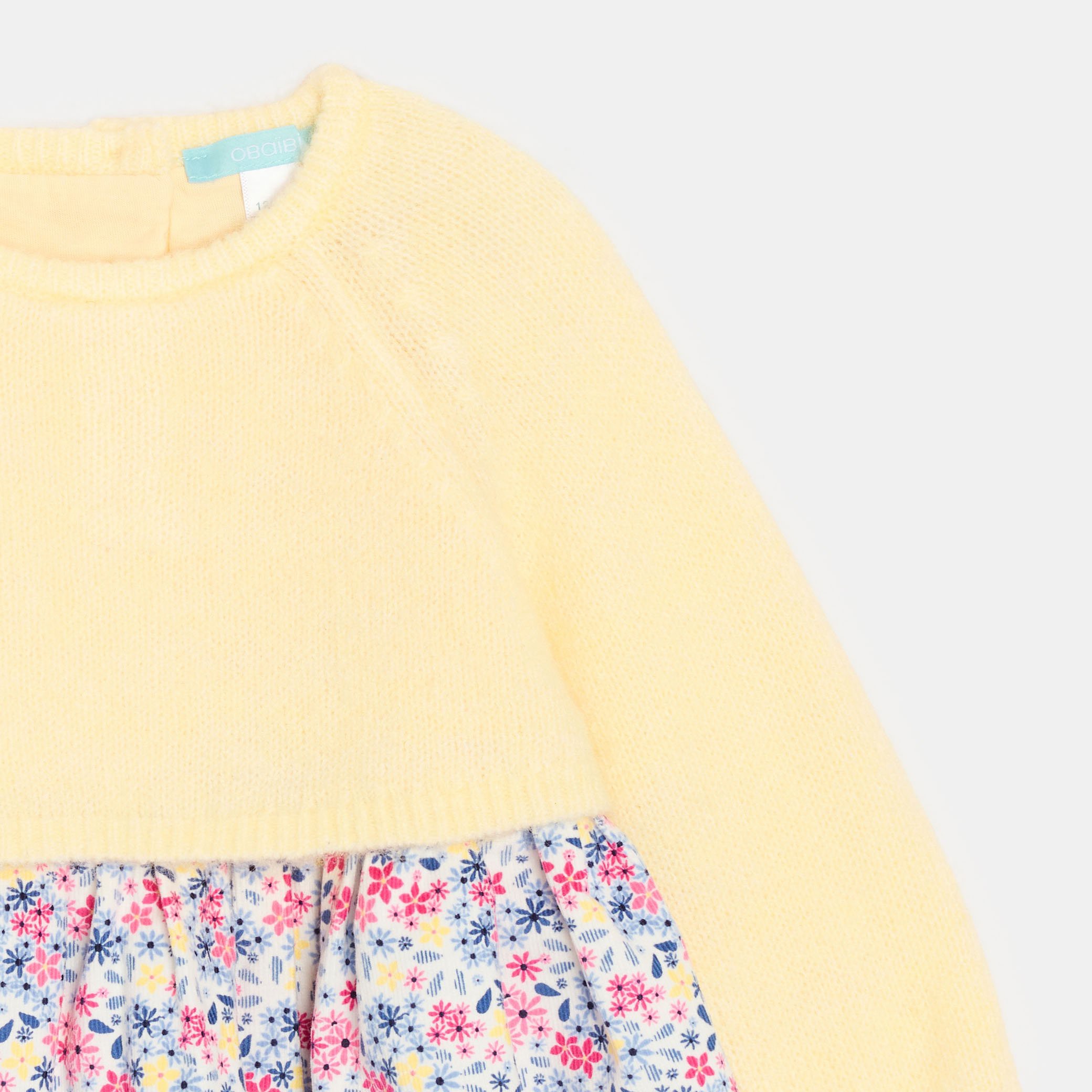 Robe fleurie jaune effet 2 en 1 bébé fille - Vanille