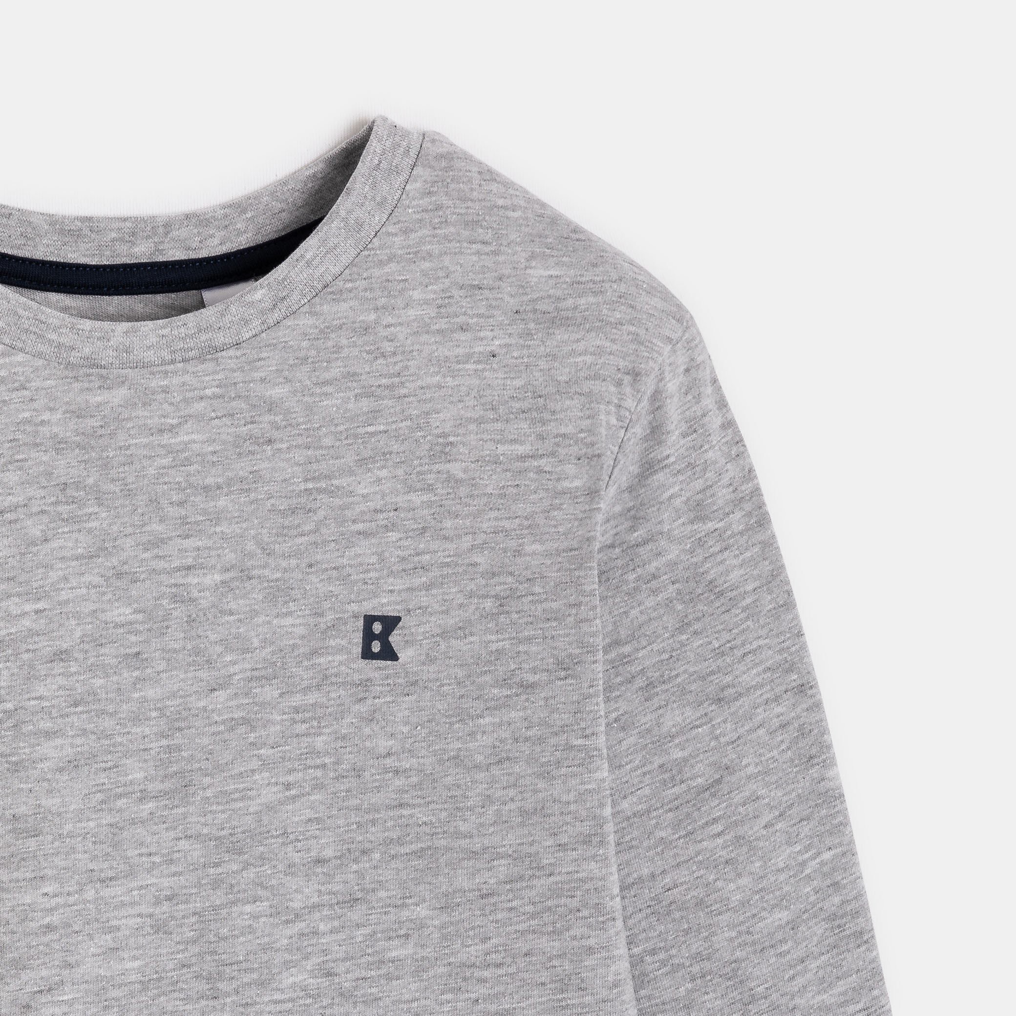 T-shirt manches longues uni bleu garçon - Gris Raton