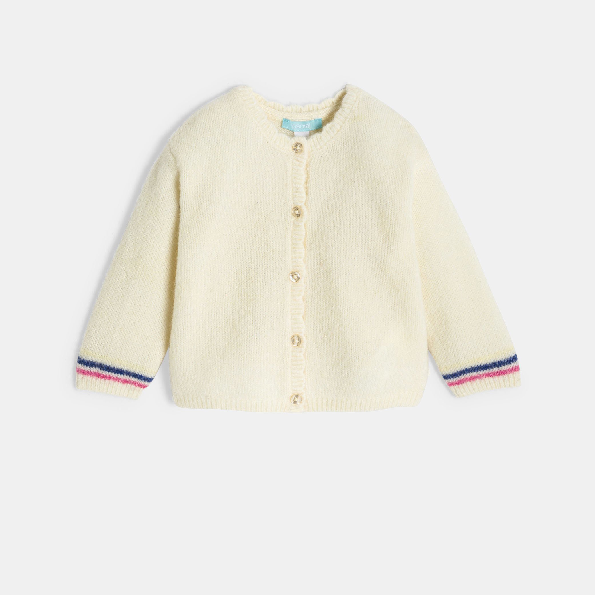 Gilet blanc en maille bébé fille - Blanc Meringue