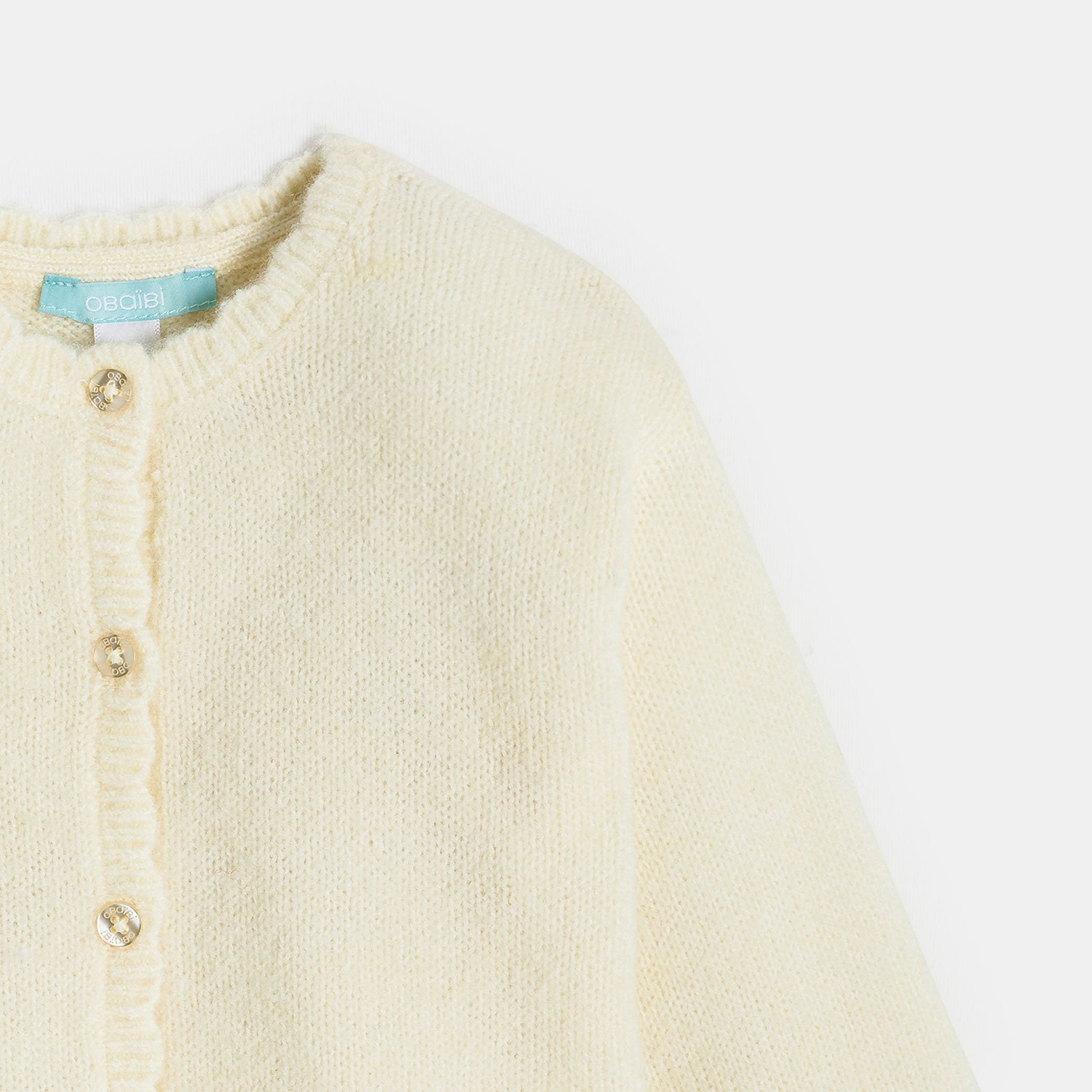 Gilet blanc en maille bébé fille - Blanc Meringue