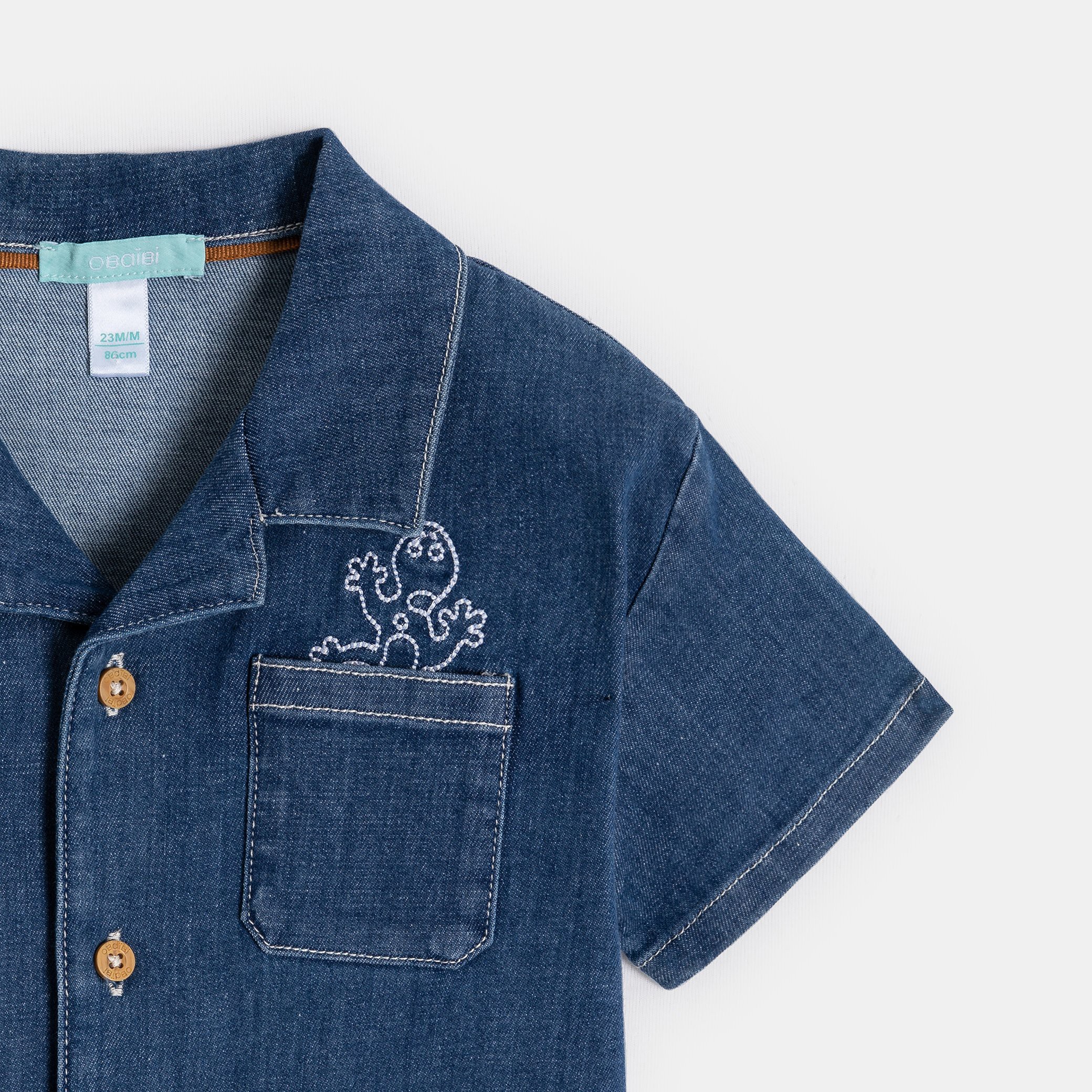Chemise en denim bleu bébé garçon - Chambray Bleu