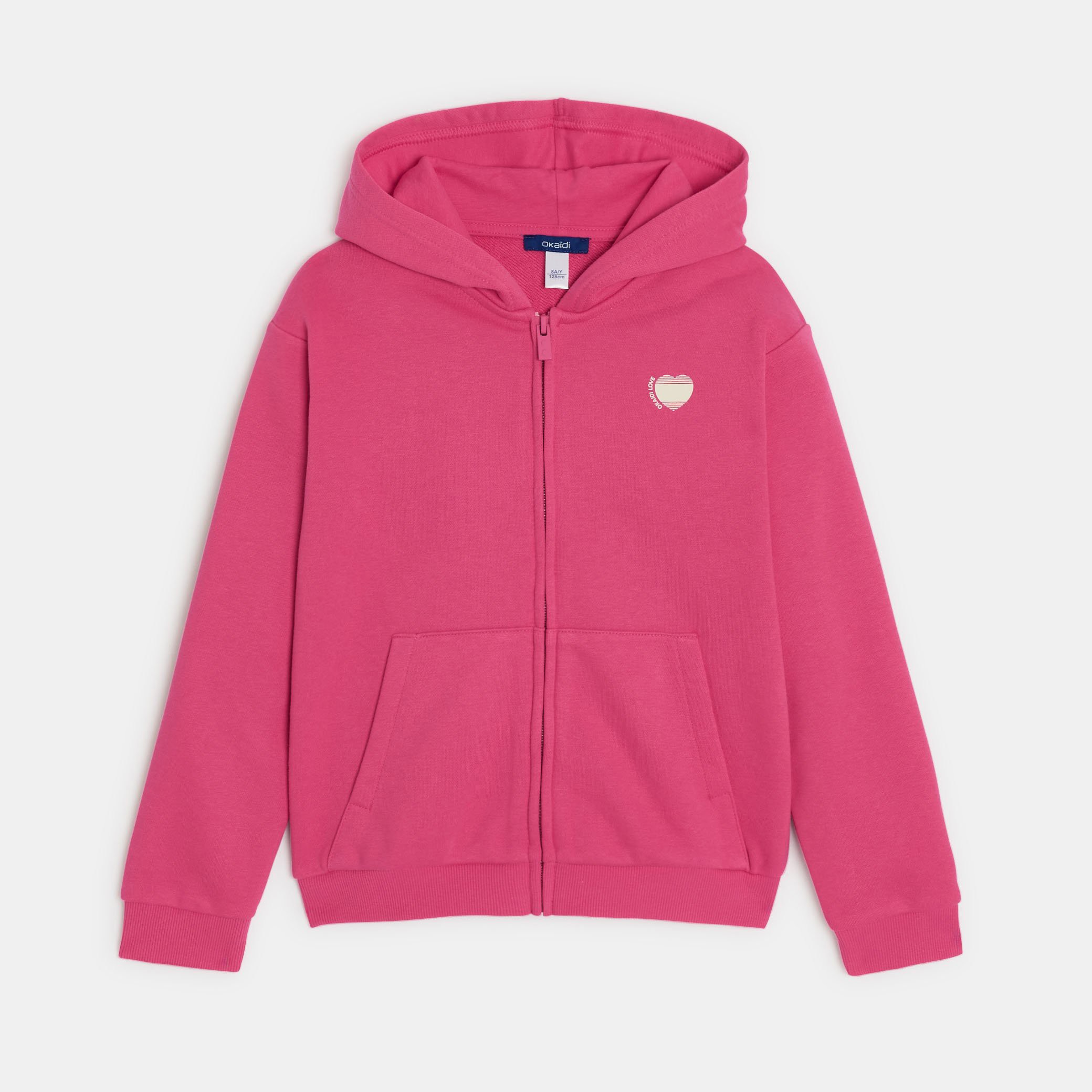 Sweat-shirt rose à capuche Fille - Rose feu