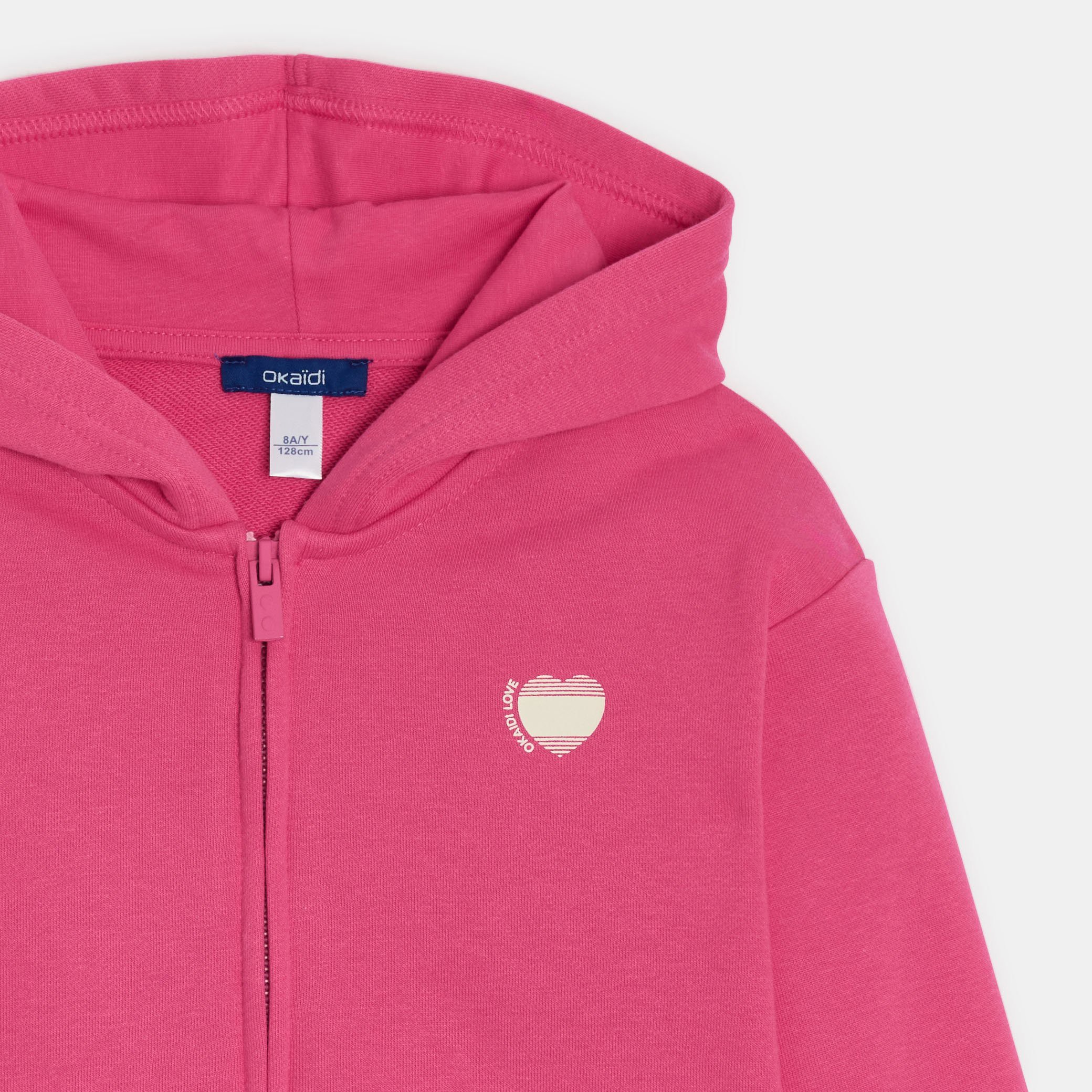 Sweat-shirt rose à capuche Fille - Rose feu