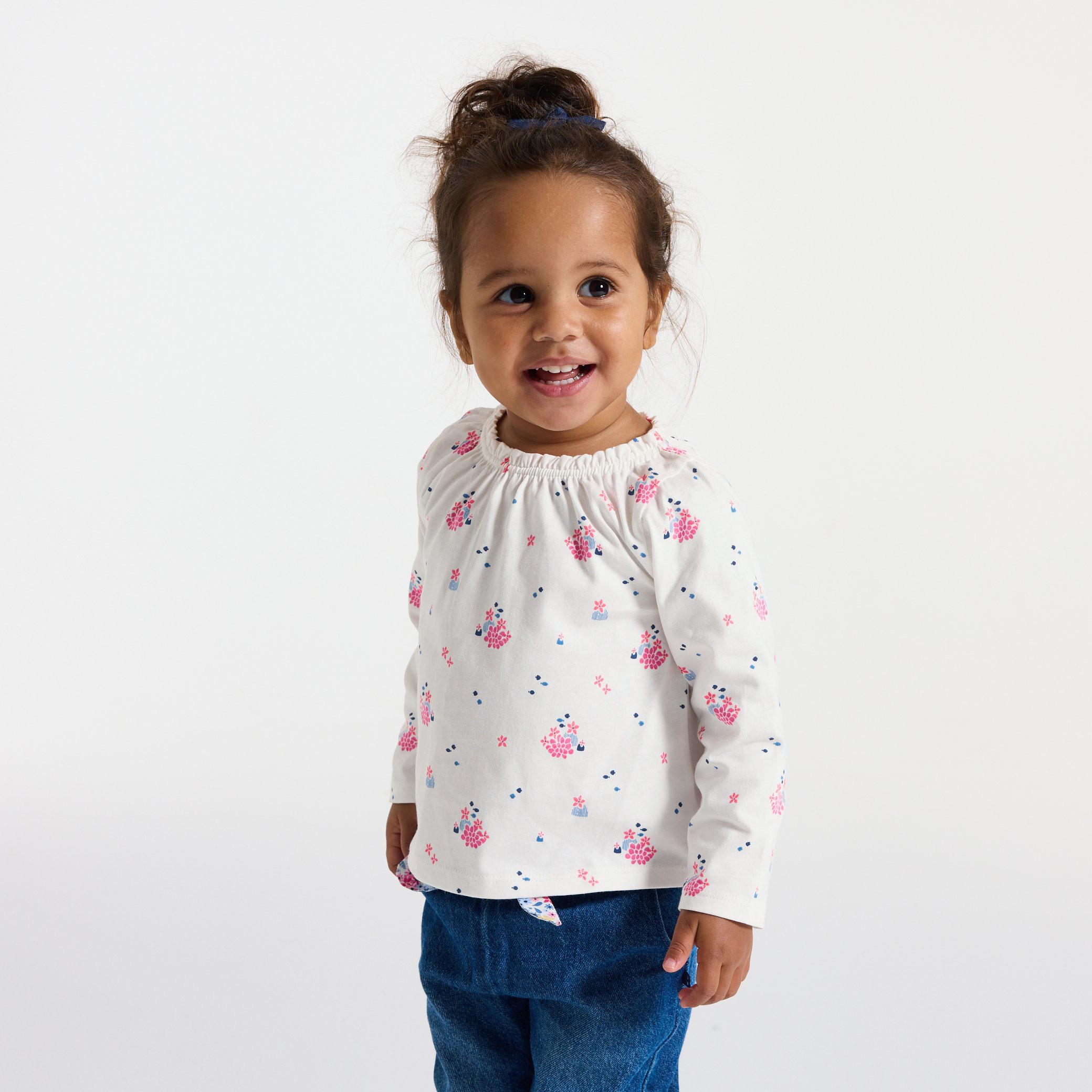 Tunique manches longues étoiles rose bébé fille - Imprimé bleu