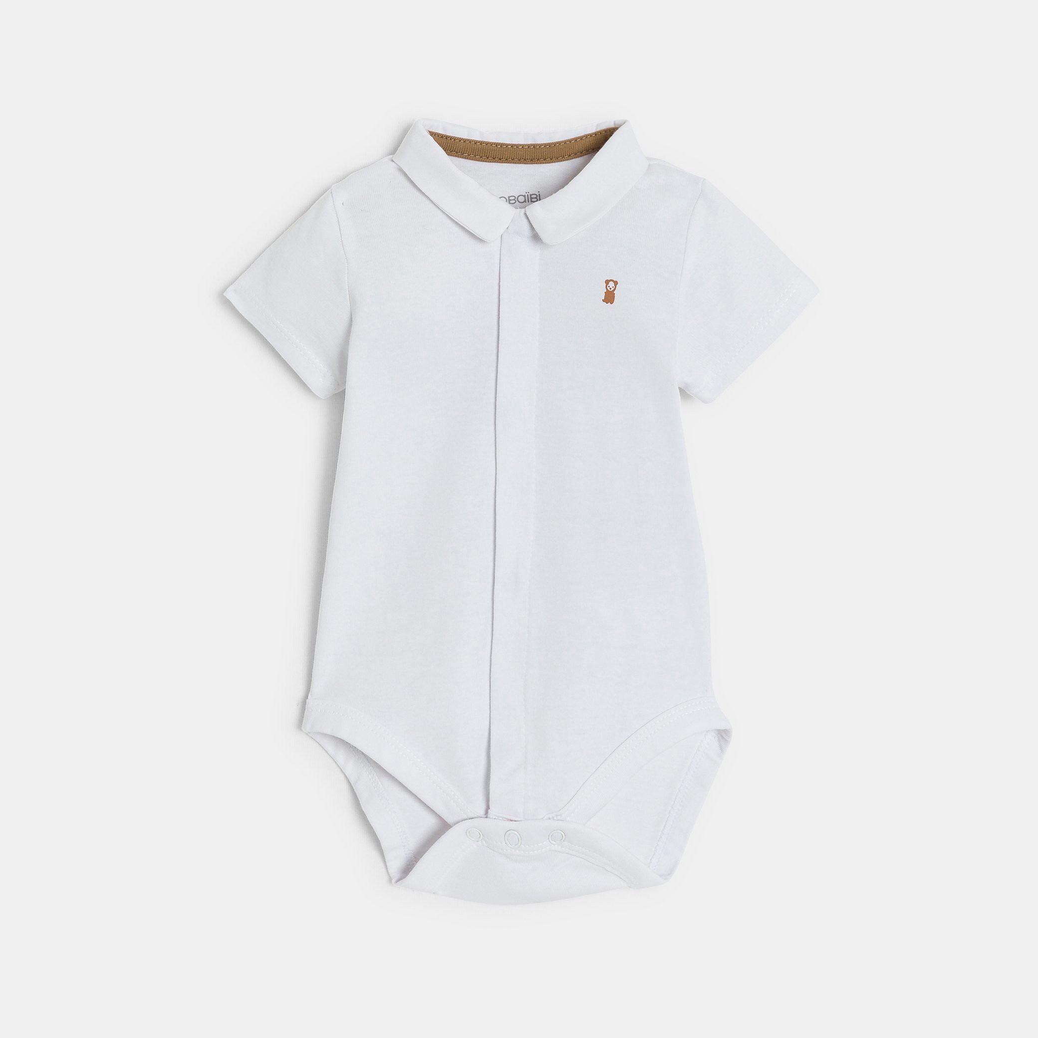 Salopette courte rayée et body beige naissance garçon - Rayures beige