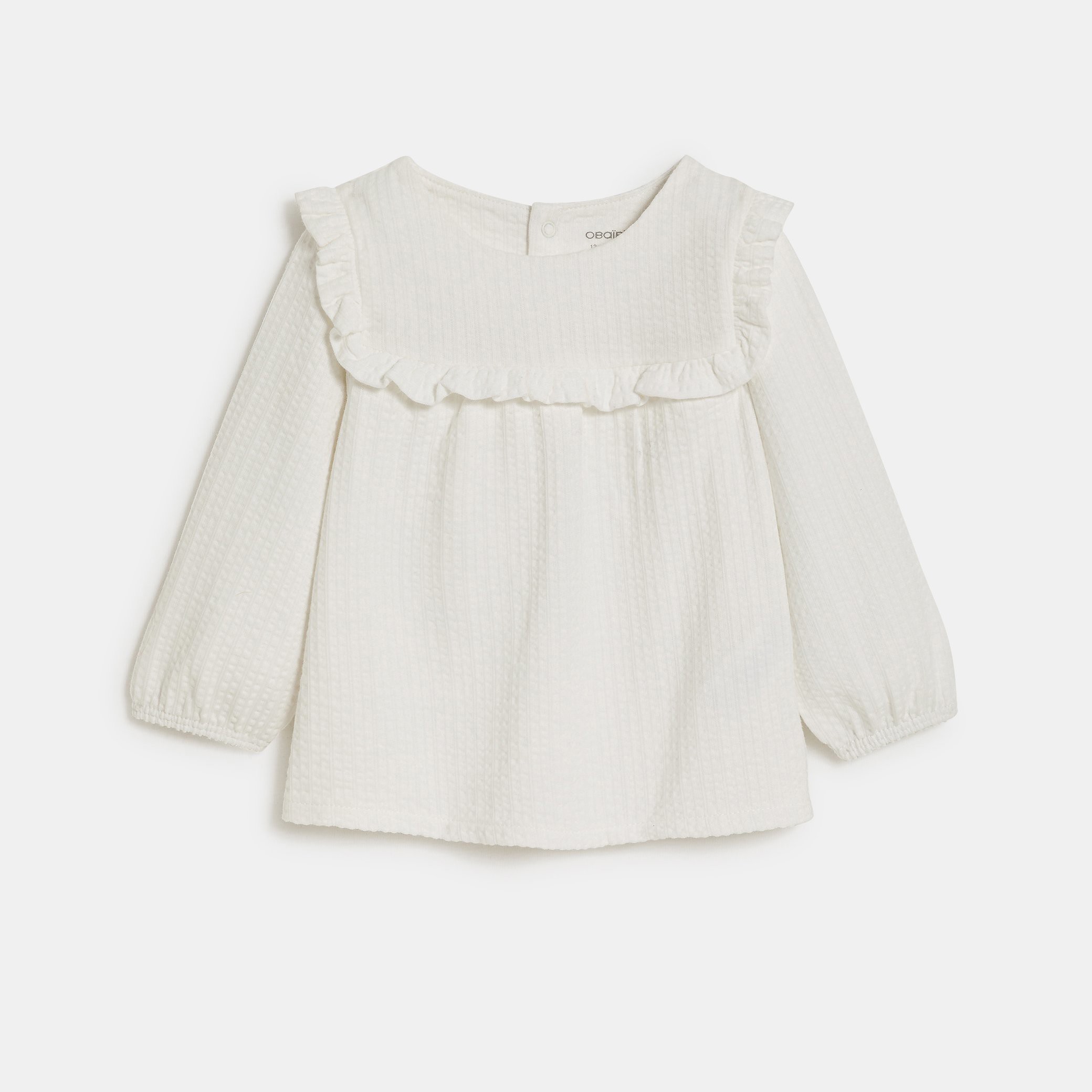 Blouse fantaisie à volants fleurie blanc bébé fille - Blanc écru