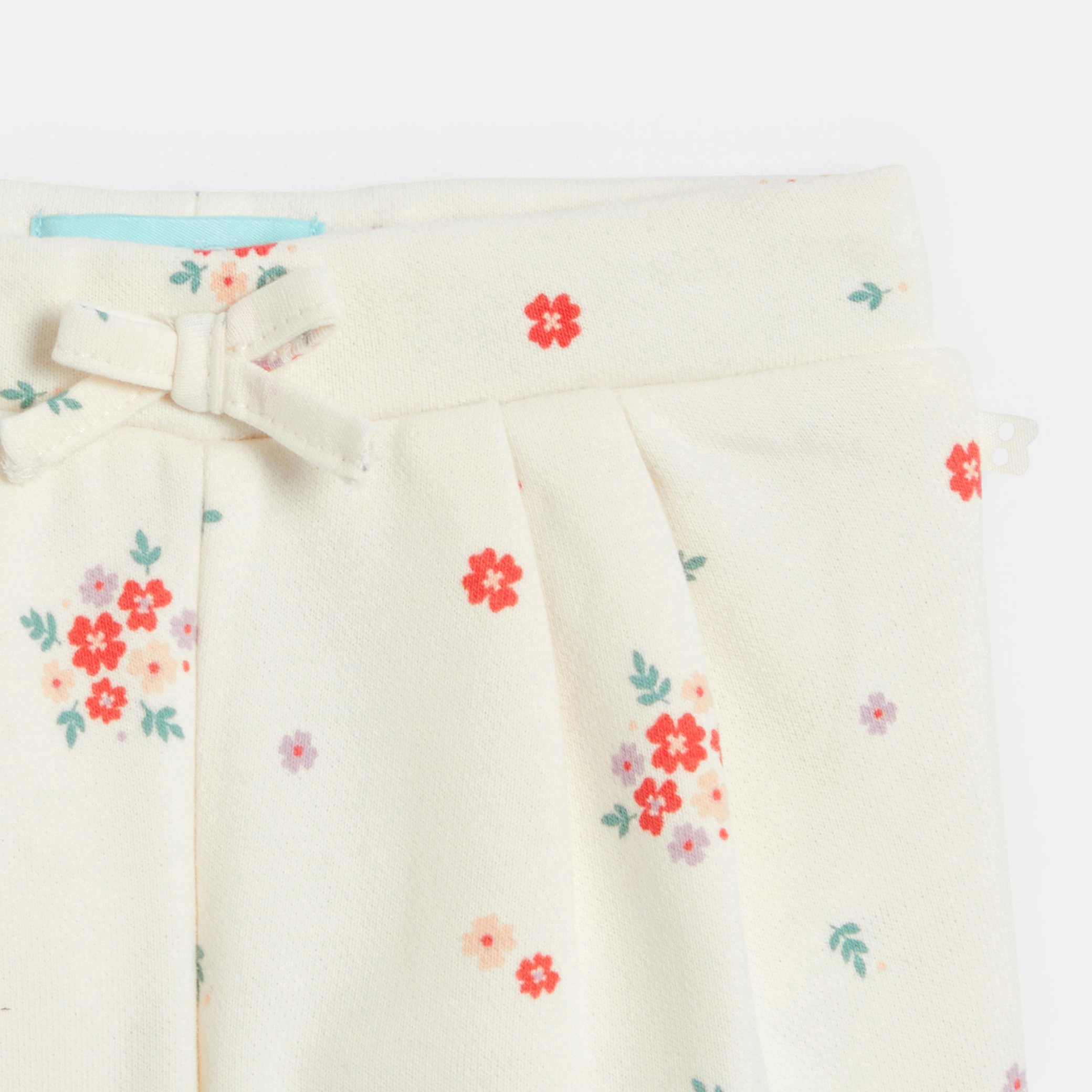 Pantalon molleton fleuri vert bébé fille - Imprimé multicolore