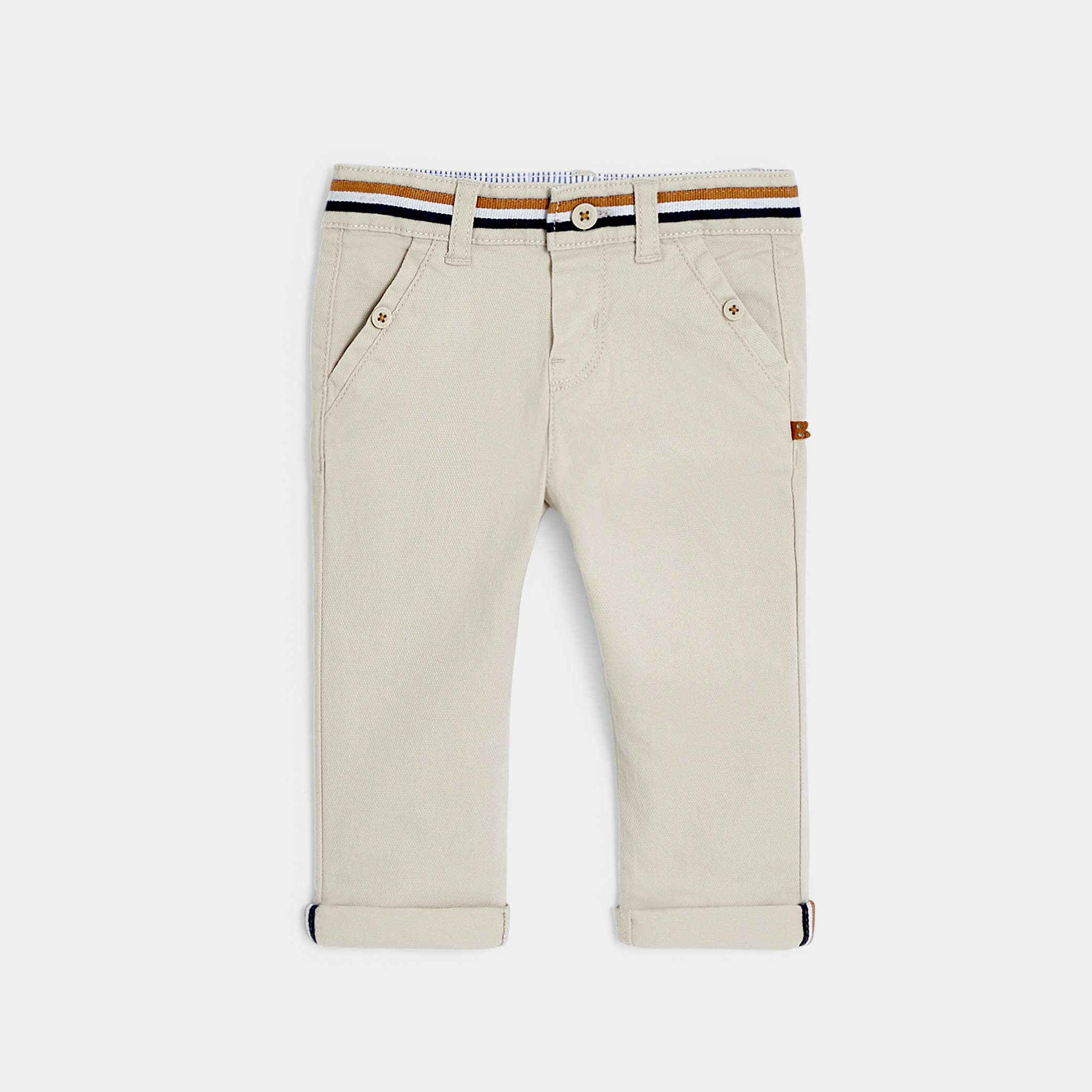 Pantalon chic coton fantaisie beige bébé garçon - Beige Tres Clair