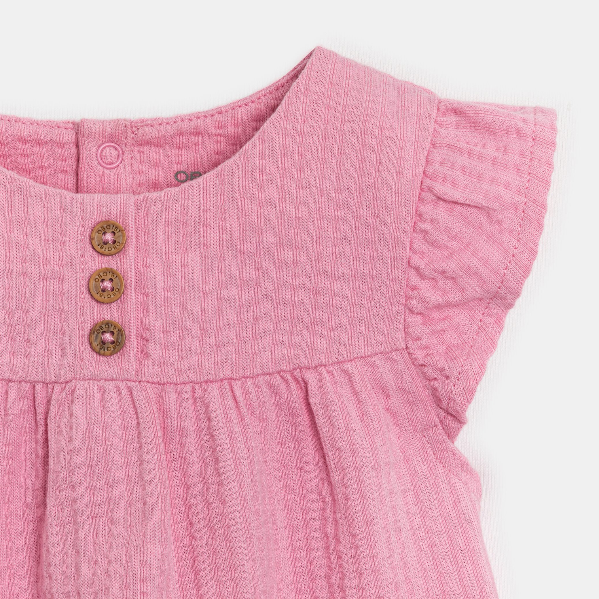 Blouse coton seersucker rose bébé fille - Rose Moyen Fonce