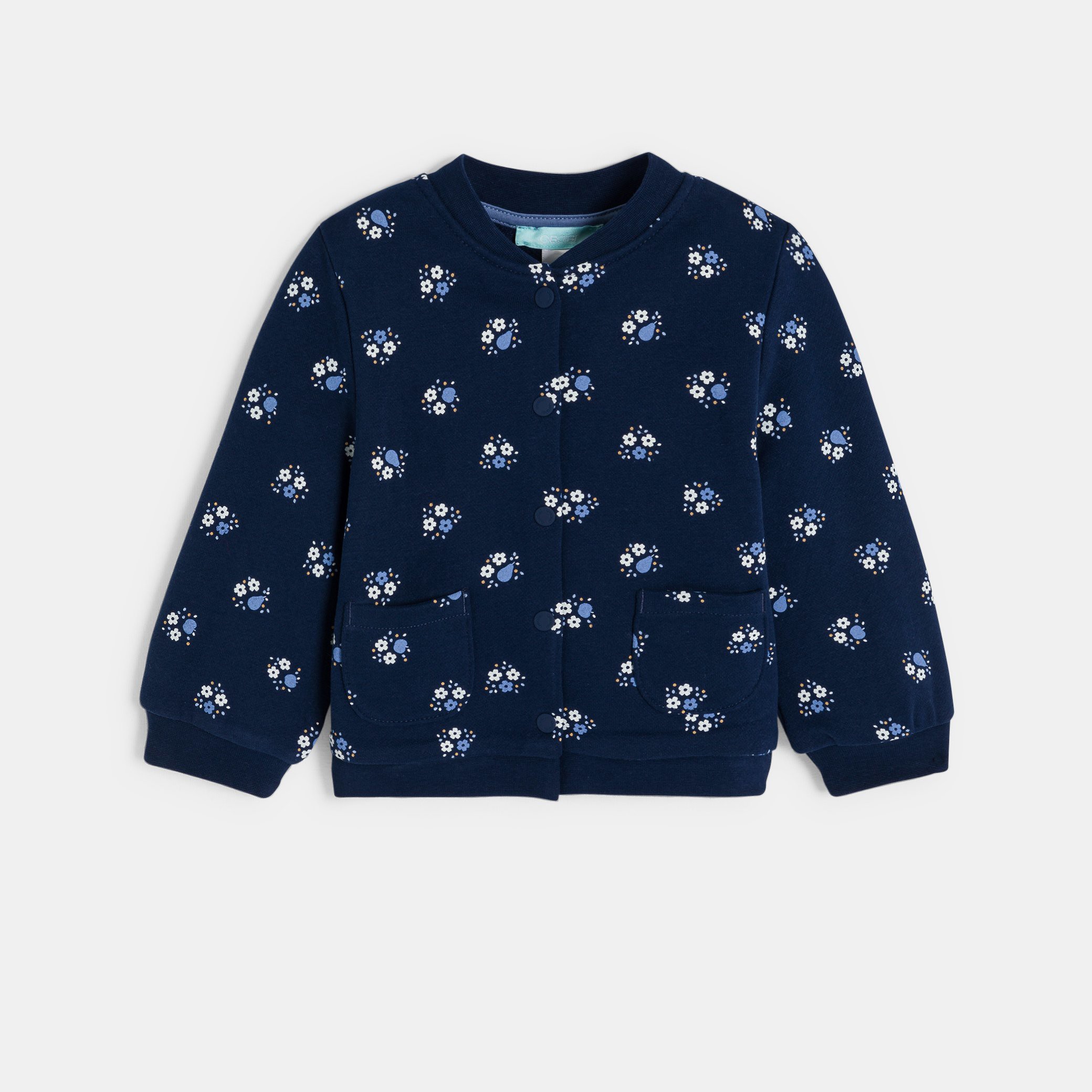 Teddy imprimé fleuri en molleton beige bébé fille - Bleu