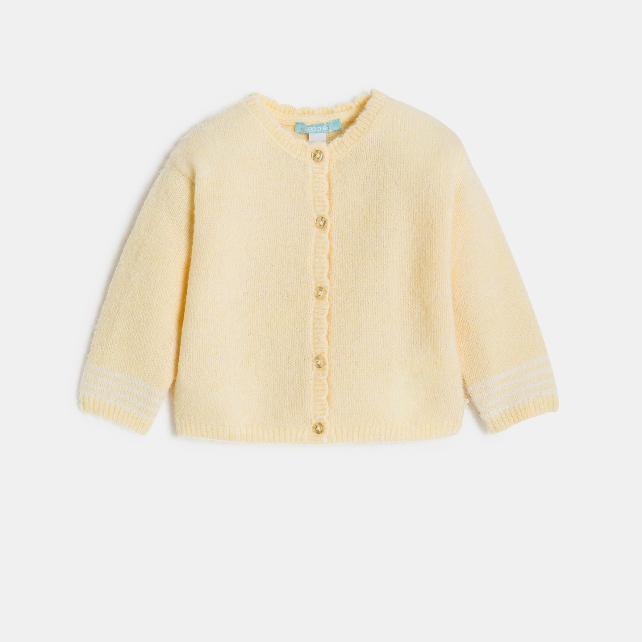 Gilet blanc en maille bébé fille - Vanille