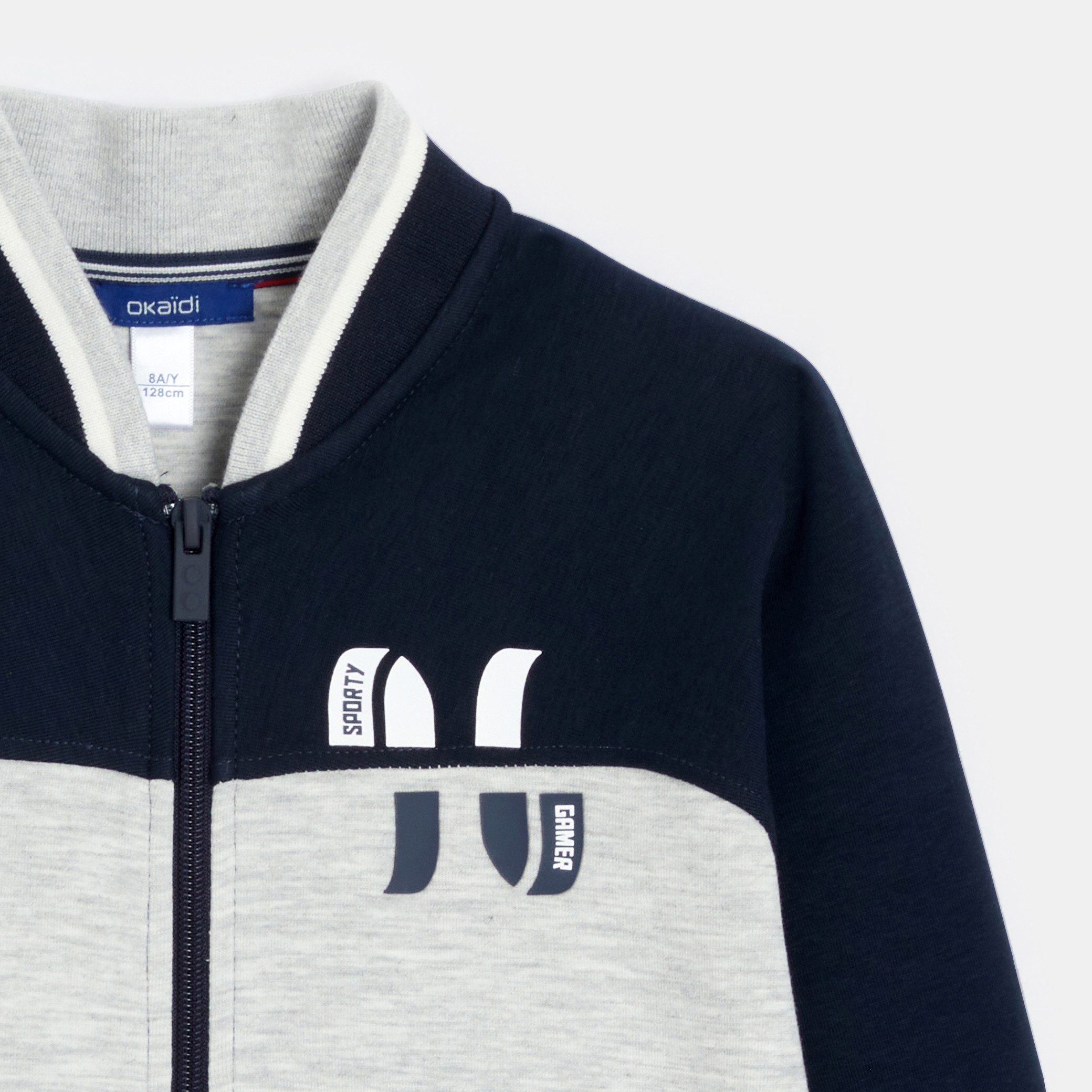 Sweat-shirt zippé bleu garçon - Gris Raton