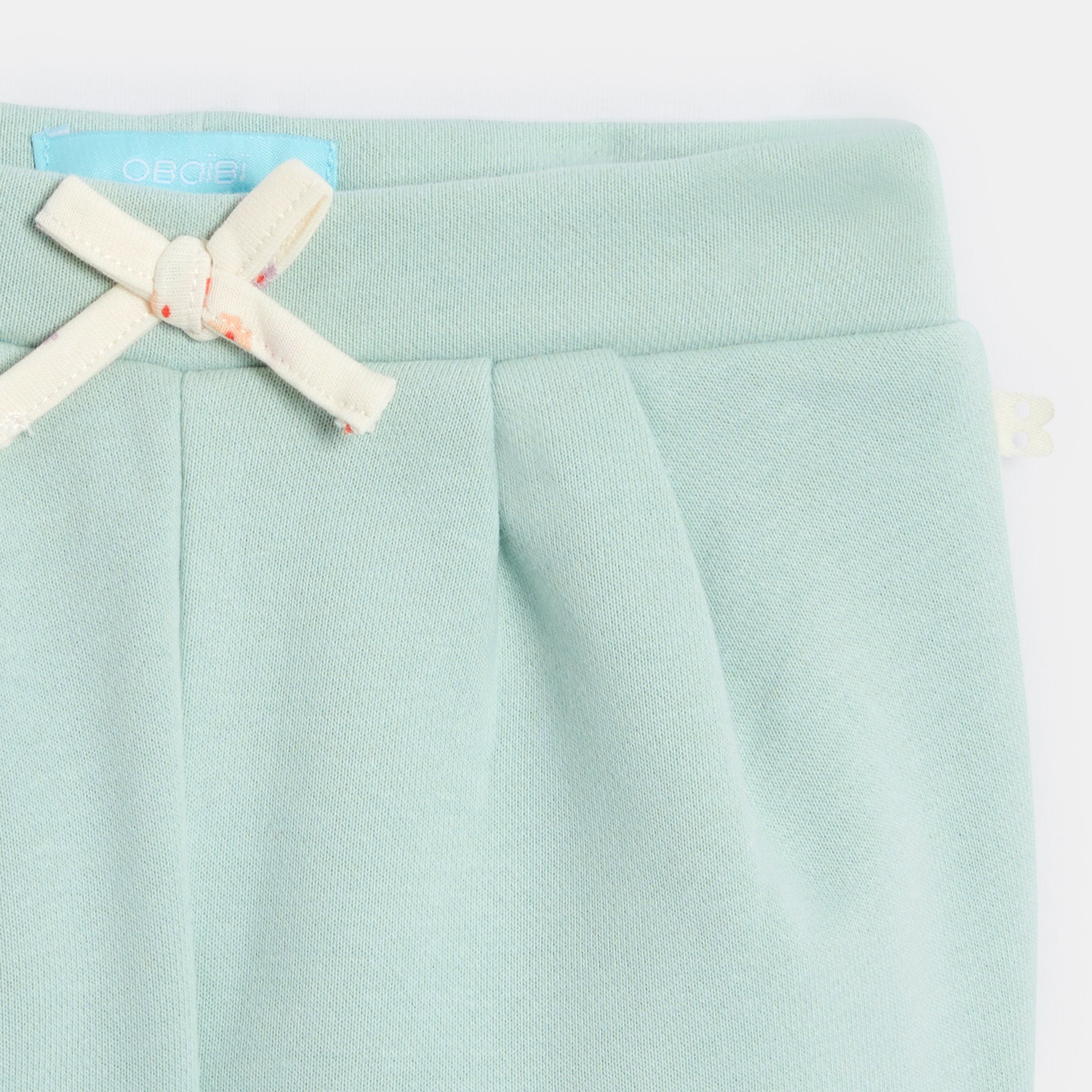 Pantalon molleton fleuri vert bébé fille - Vert Tres Clair