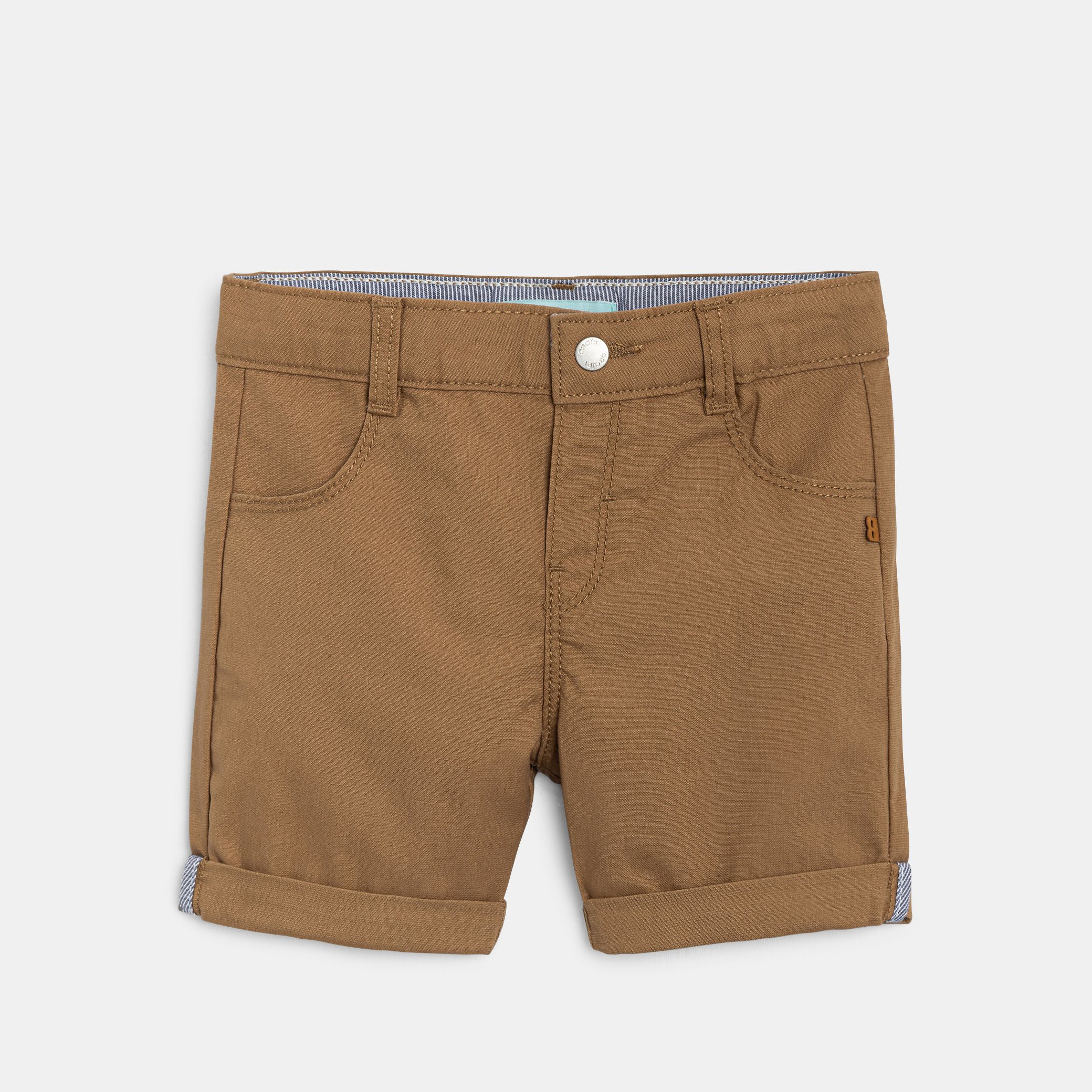 Bermuda droit coton fantaisie bleu marine bébé garçon - Marron Sienne