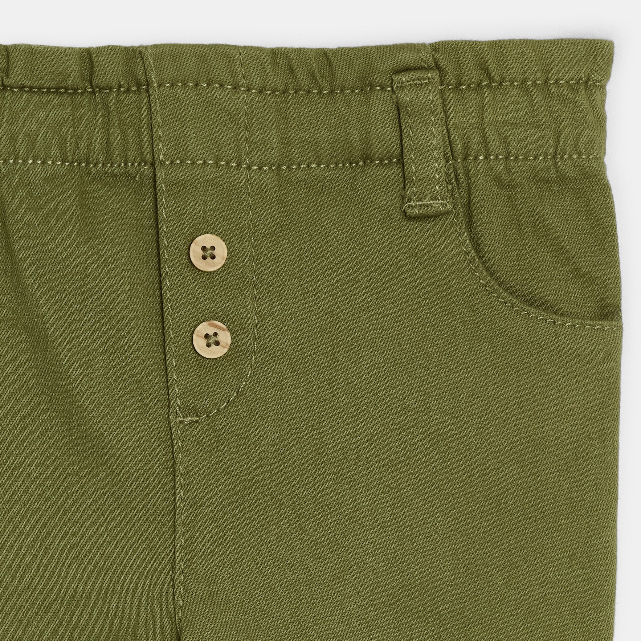 Pantalon taille haute beige bébé fille - Kaki  Moyen