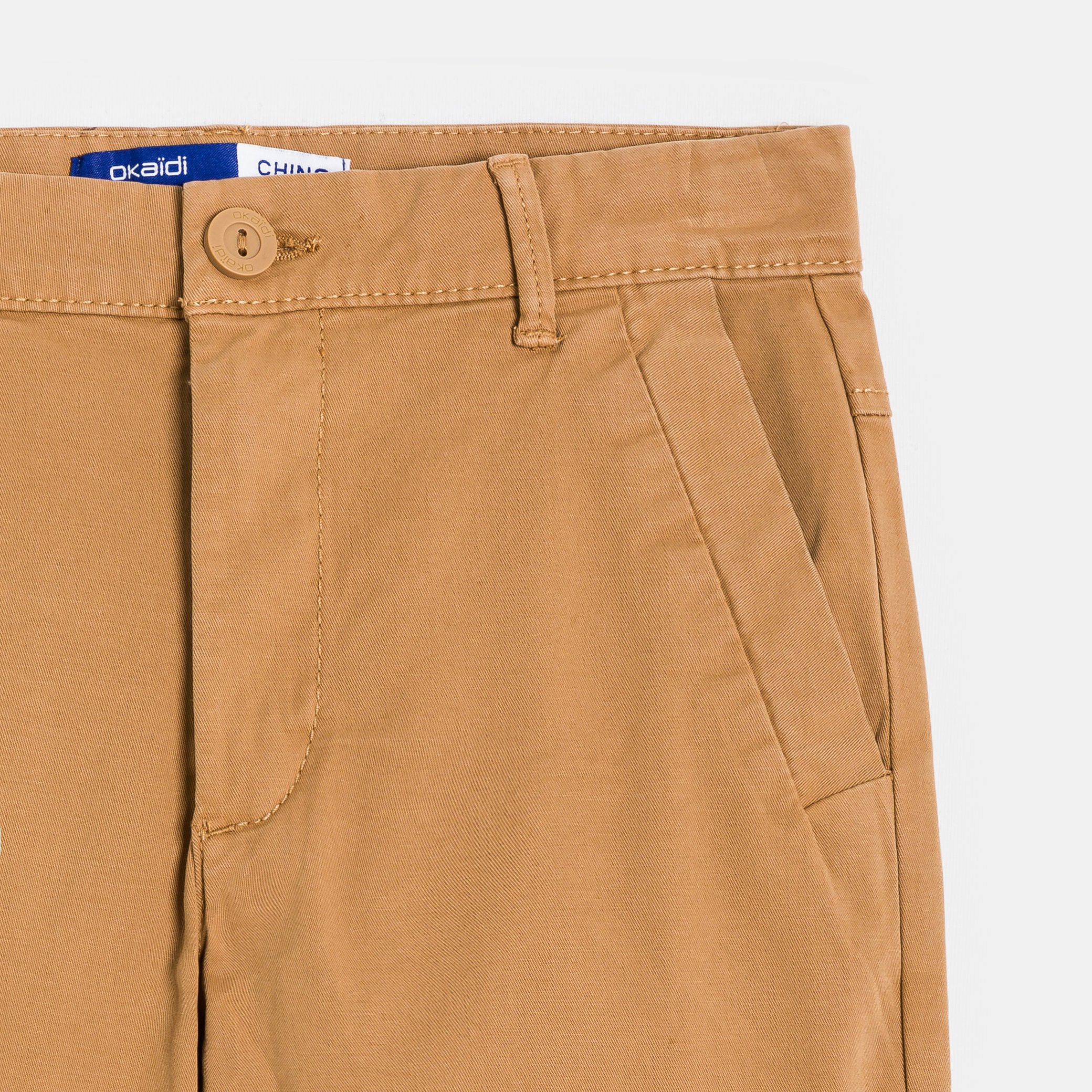 Pantalon chino uni blanc Garçon - Marron Clair