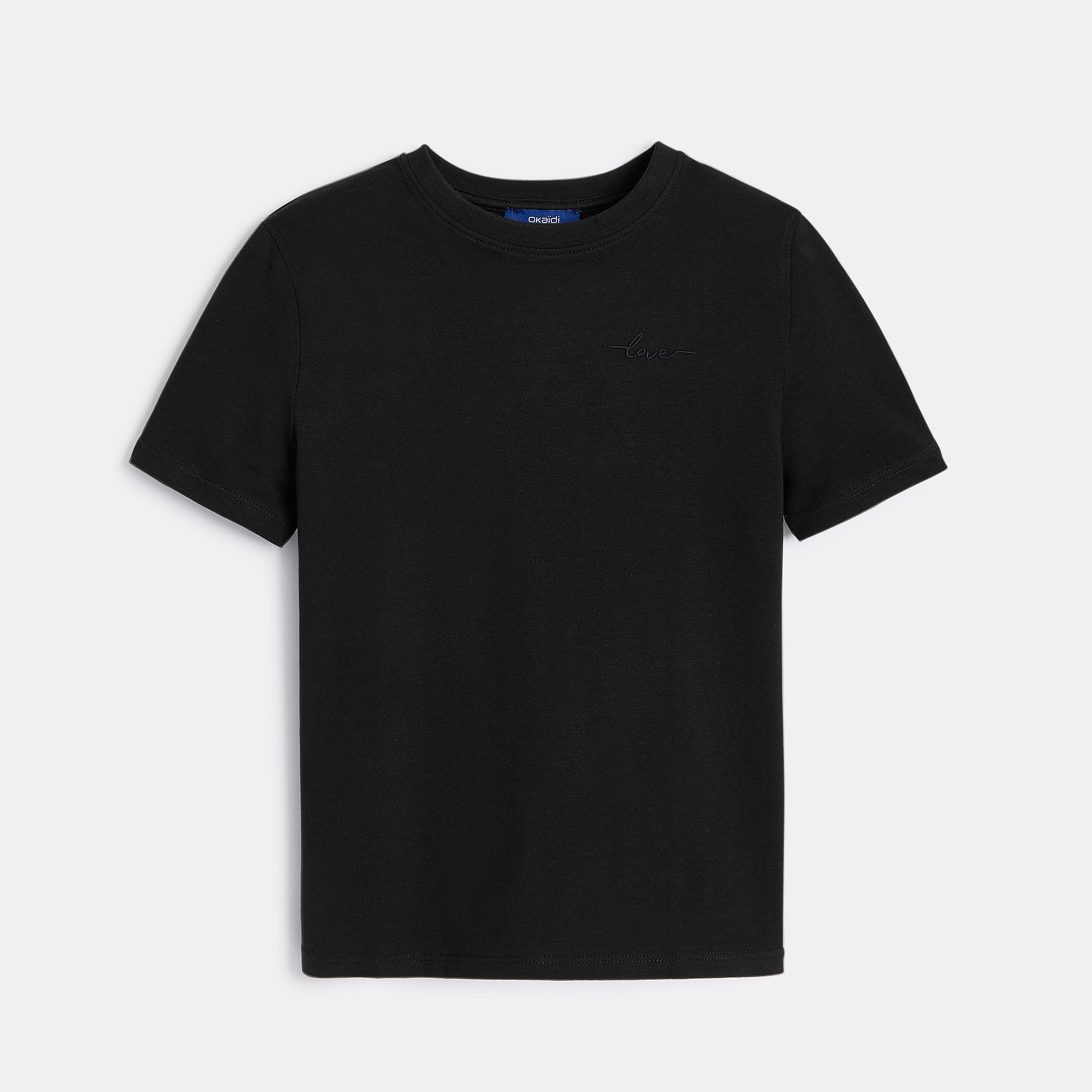 T-shirt basique uni blanc Fille - Noir