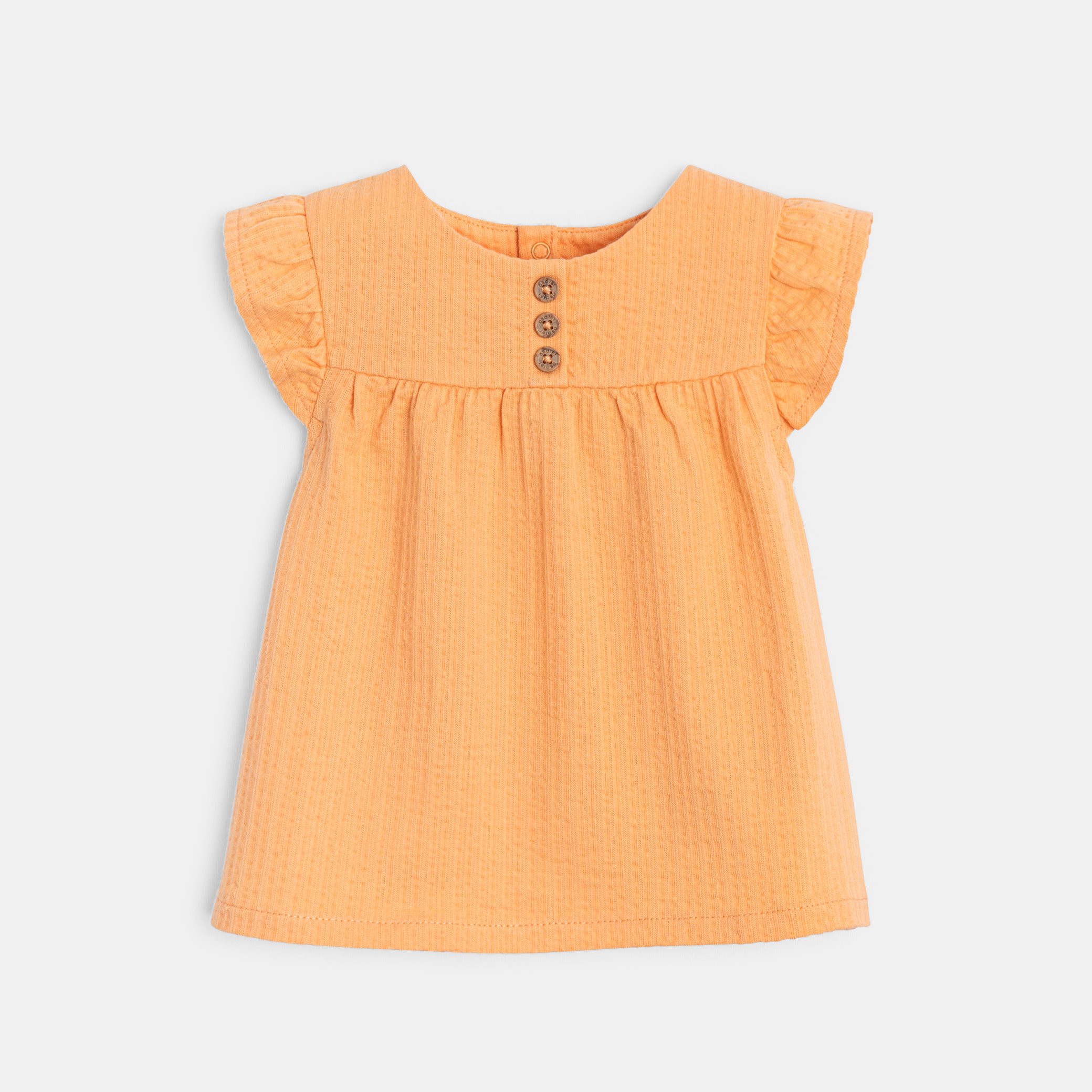 Blouse coton seersucker rose bébé fille - Orange Clair