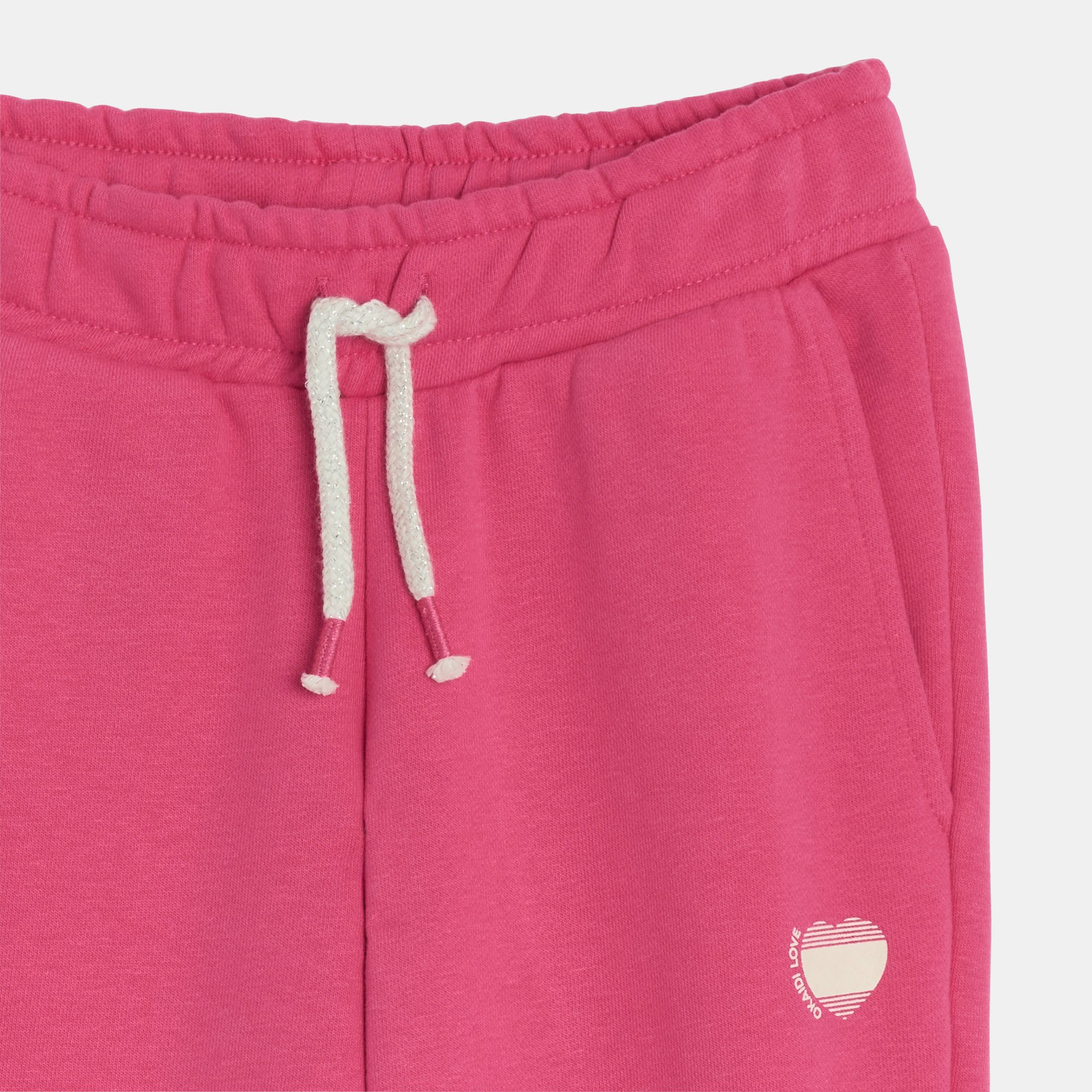 Jogging rose en molleton Fille - Rose feu