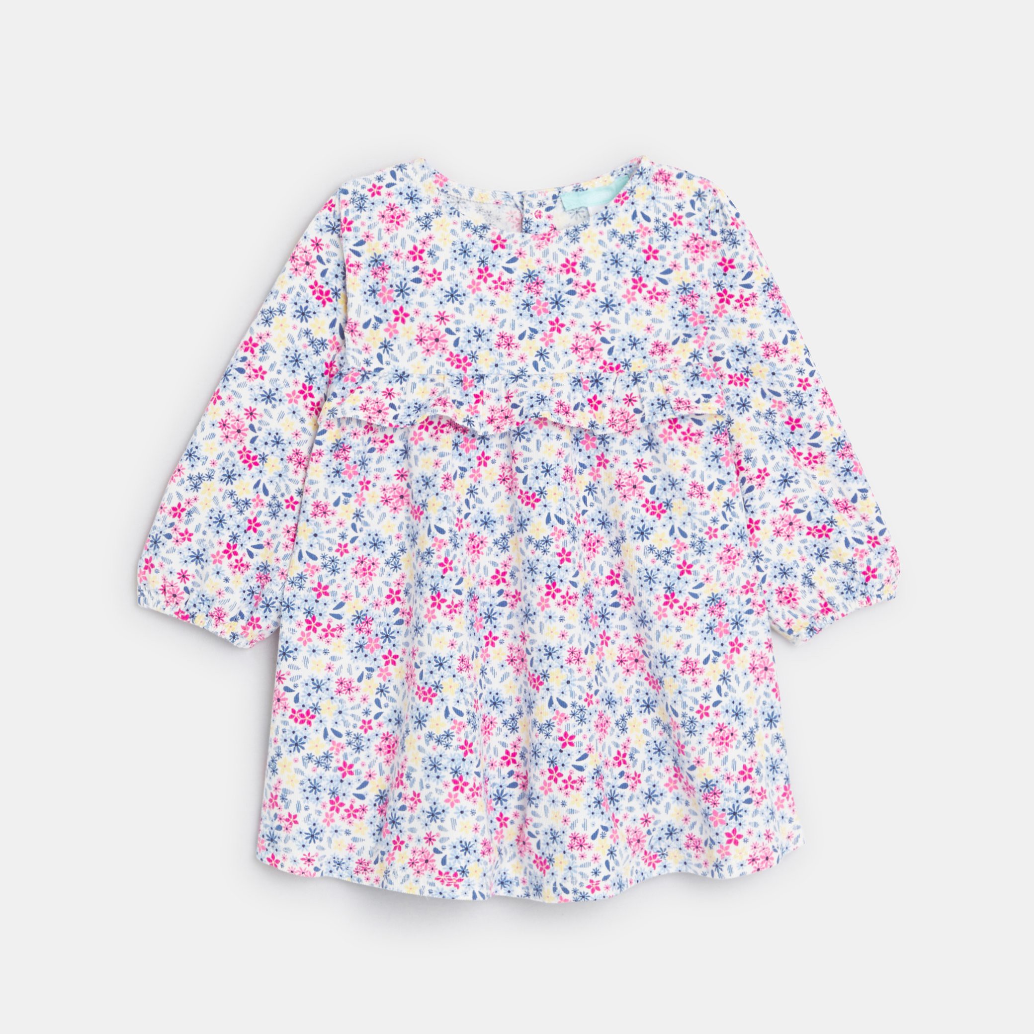 Robe imprimé fleuri et legging bleu bébé fille - Imprimé rose