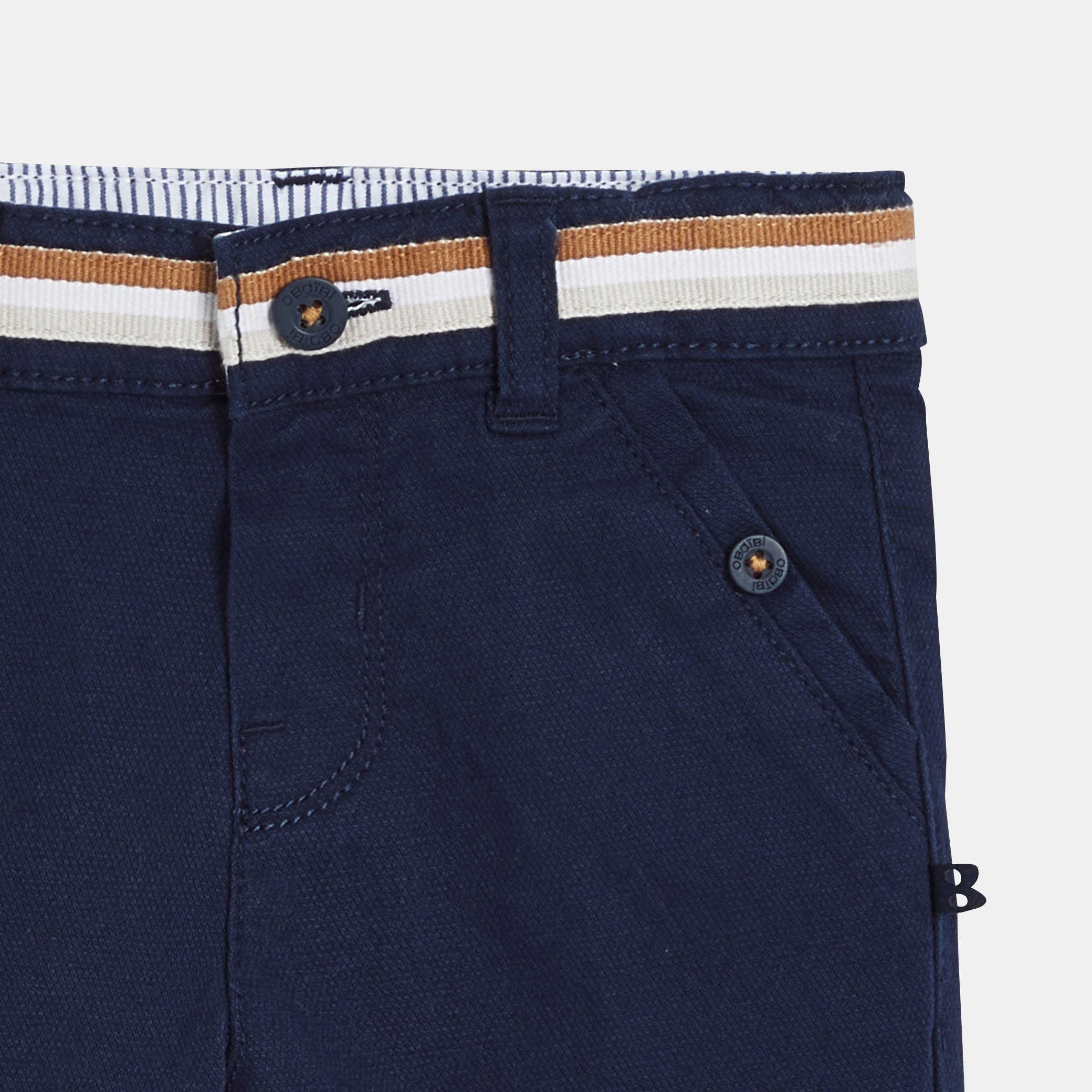 Pantalon chic coton fantaisie beige bébé garçon - Bleu navy