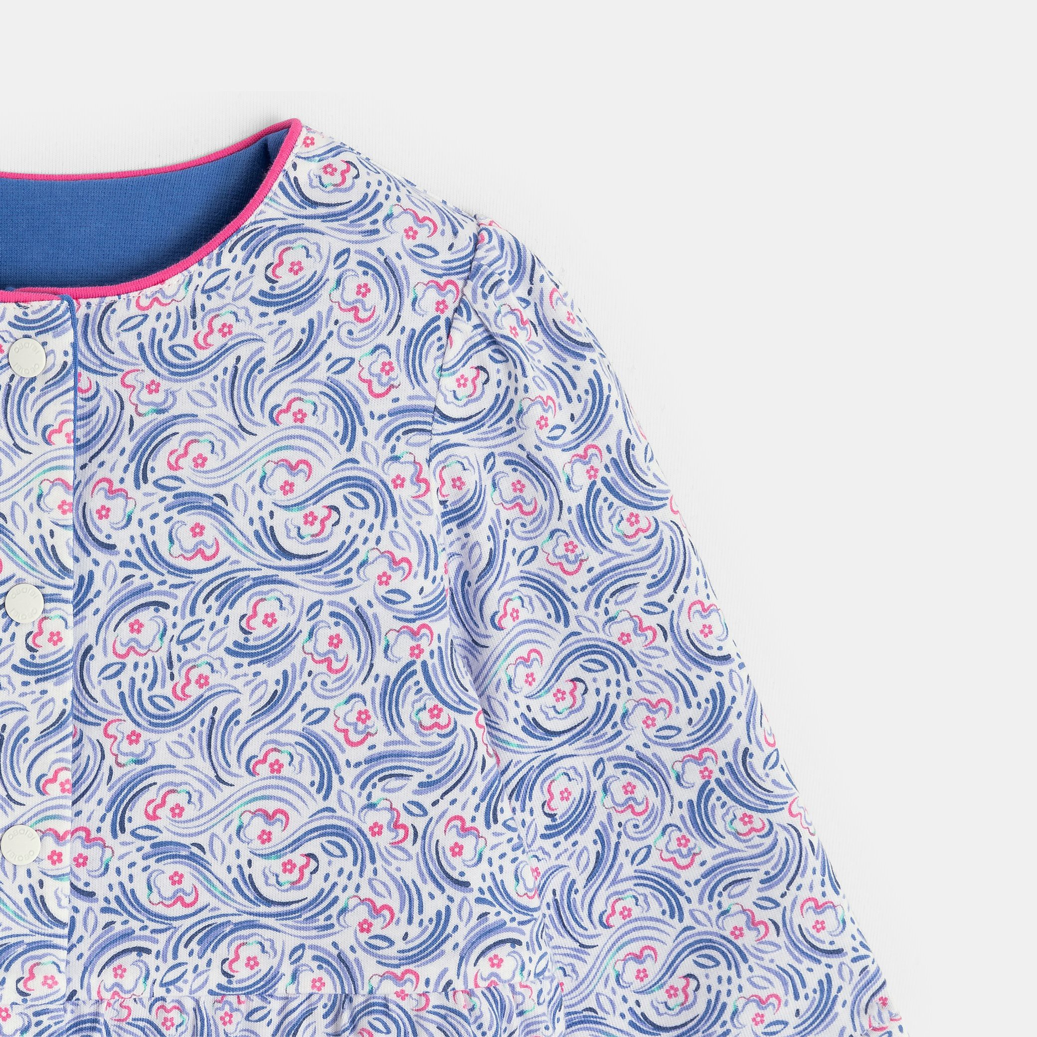 Sweat pressionné bleu réversible bébé fille - Imprimé bleu