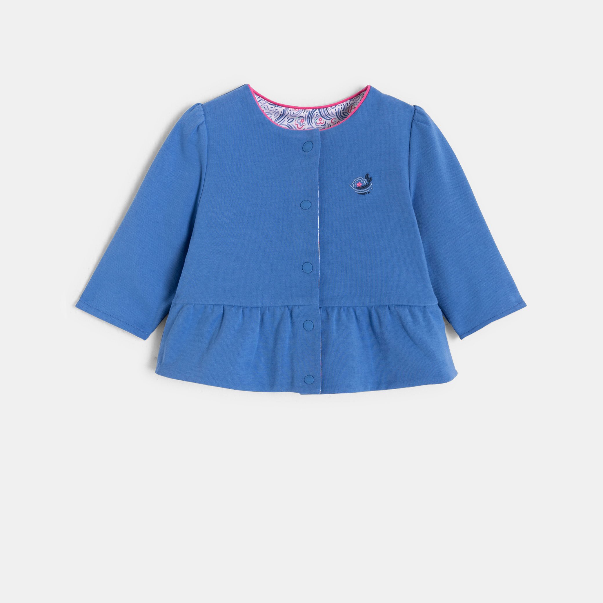 Sweat pressionné bleu réversible bébé fille - Imprimé bleu