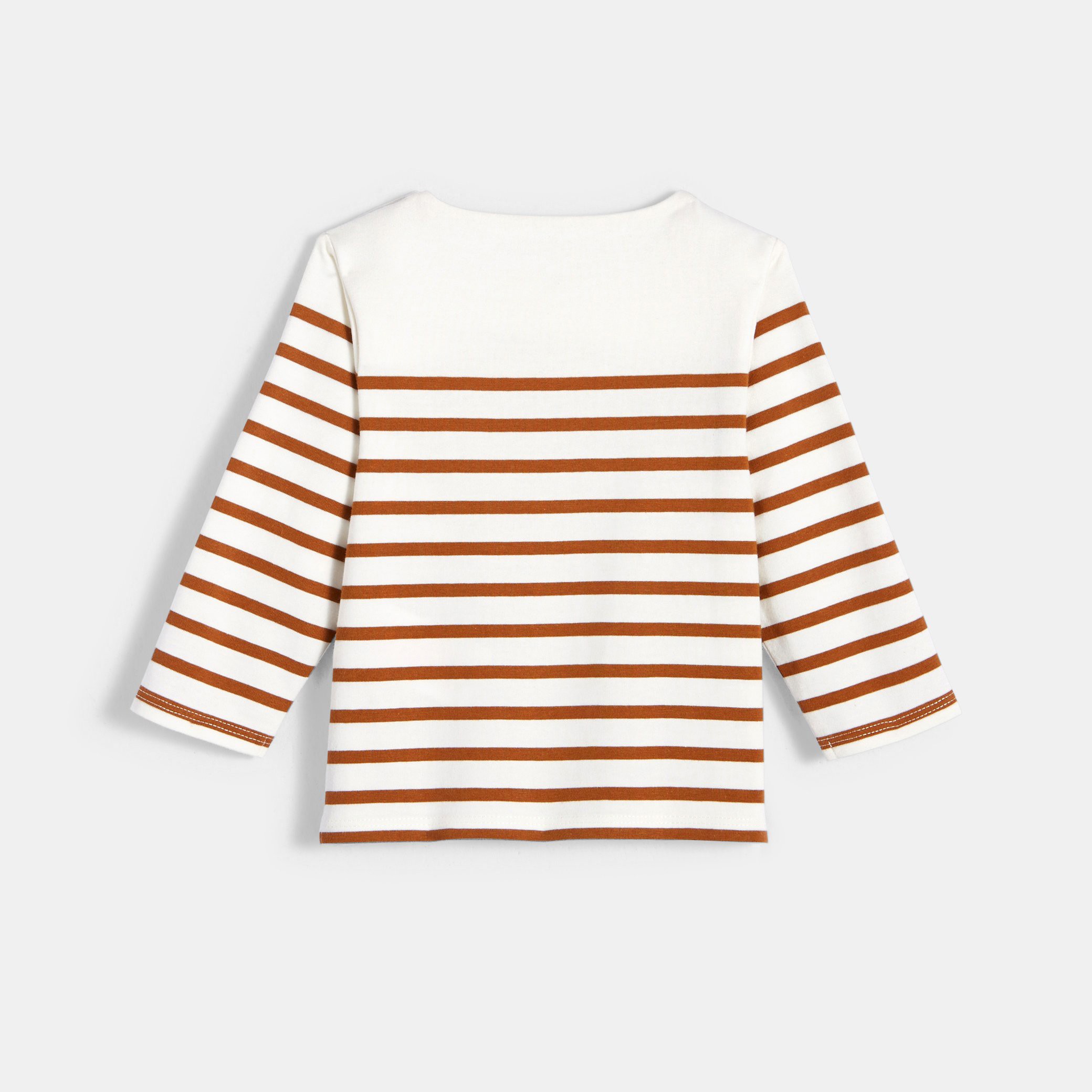 T-shirt marinière bleu bébé garçon - Marron châtaigne