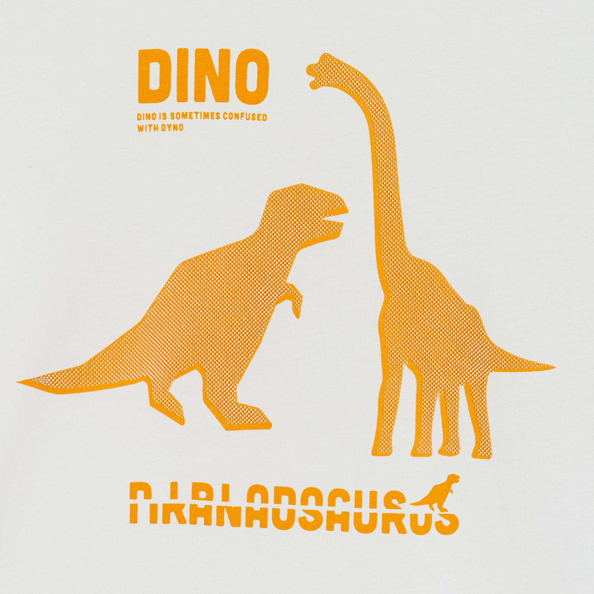 T-shirt manches longues dinosaure marron Garçon - blanc mouton