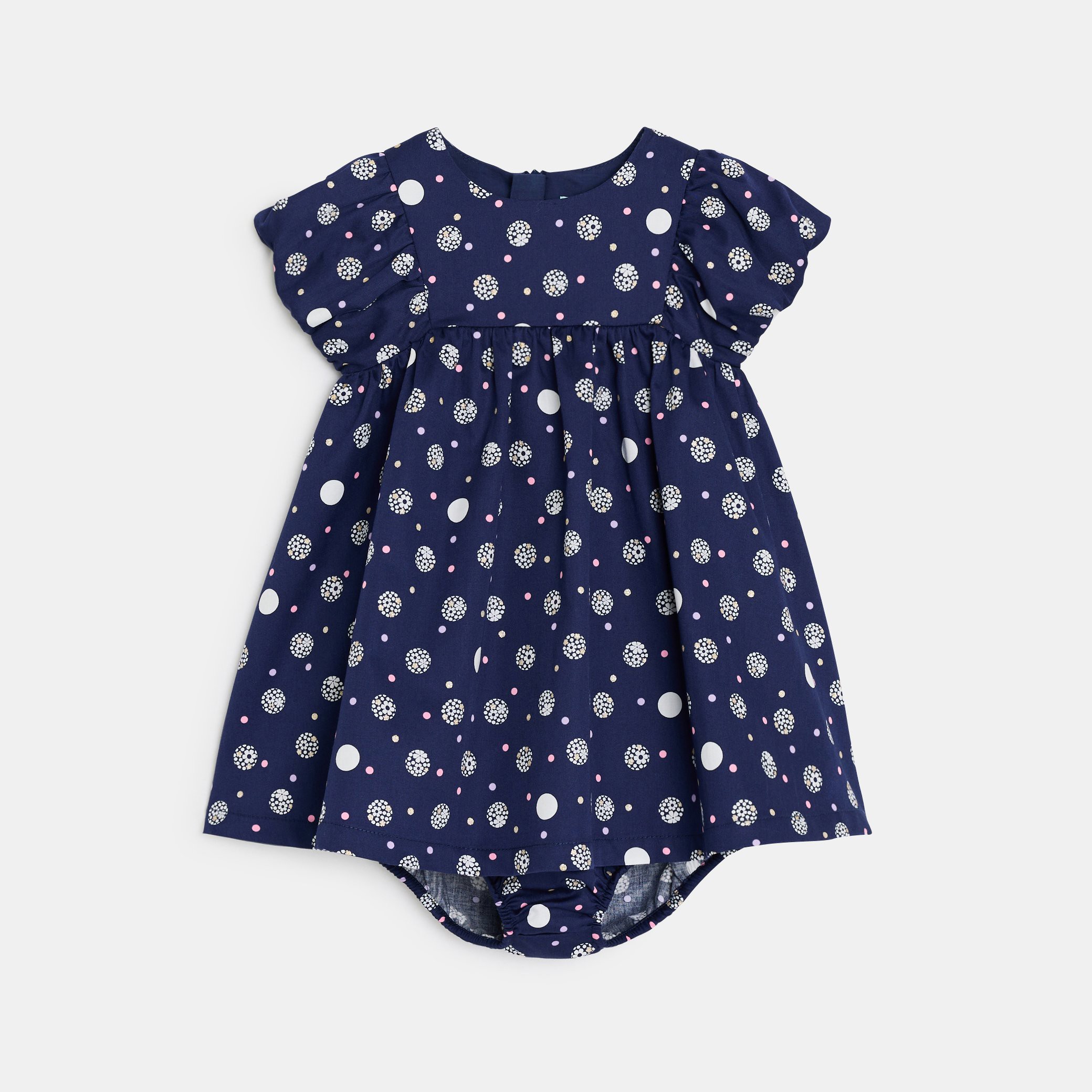 Robe bleu marine à pois bébé fille - Imprimé bleu