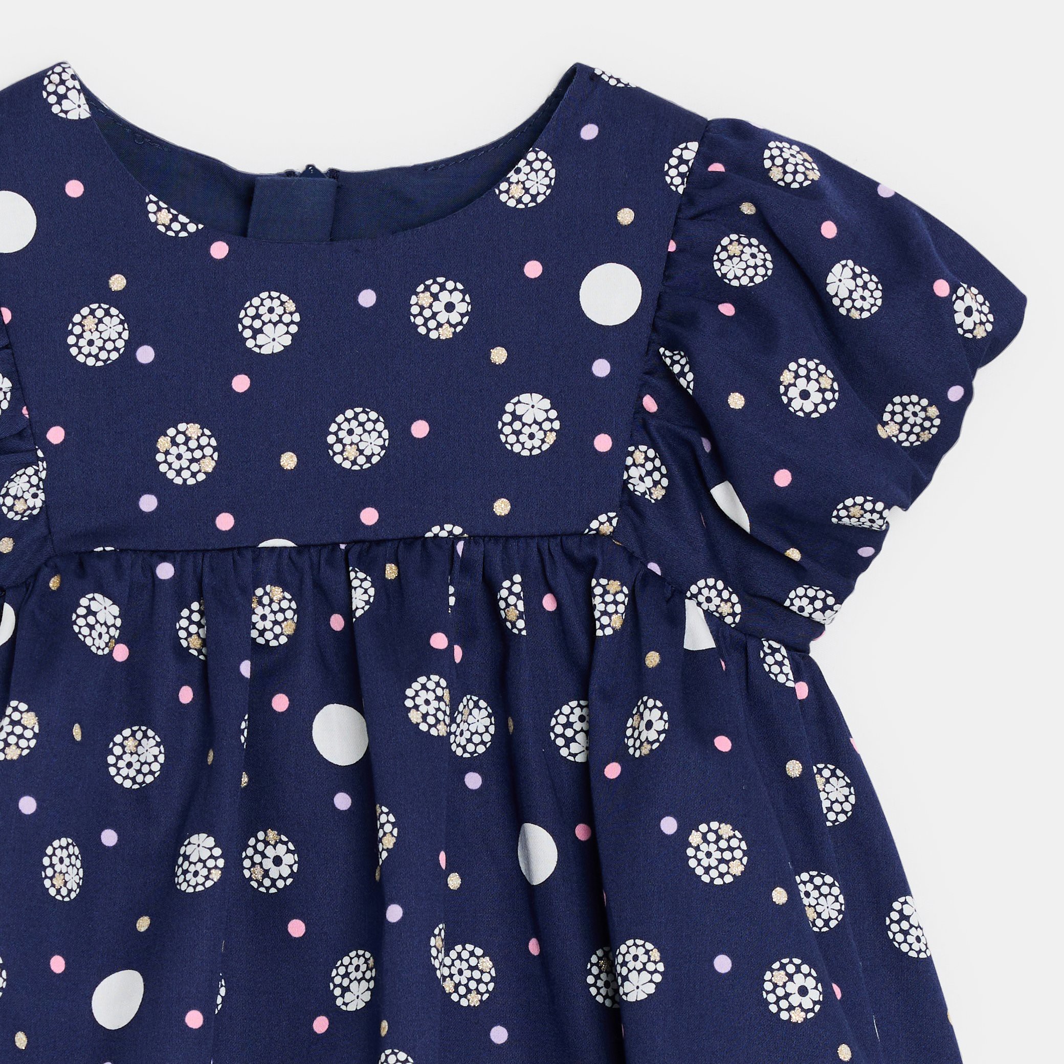 Robe bleu marine à pois bébé fille - Imprimé bleu