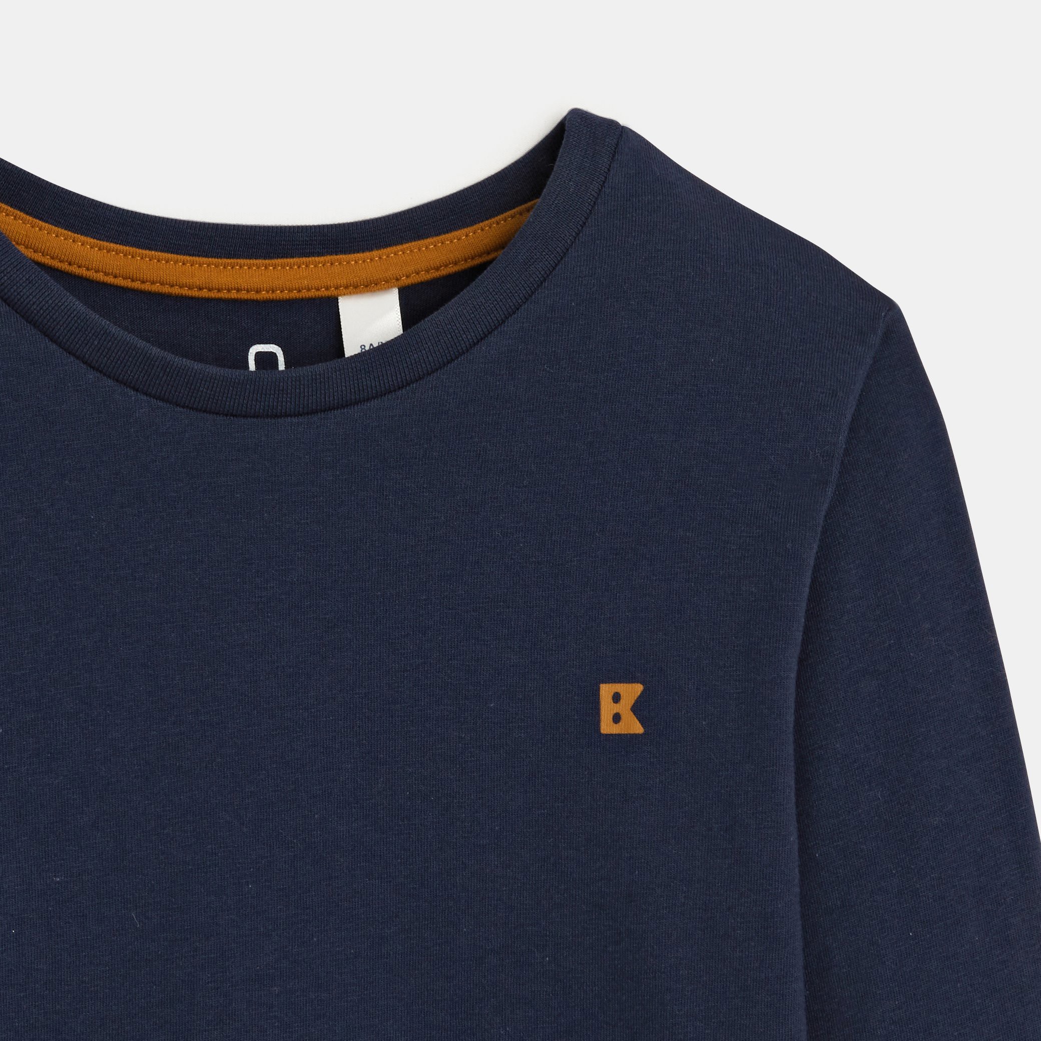 T-shirt manches longues uni bleu garçon - Bleu navy
