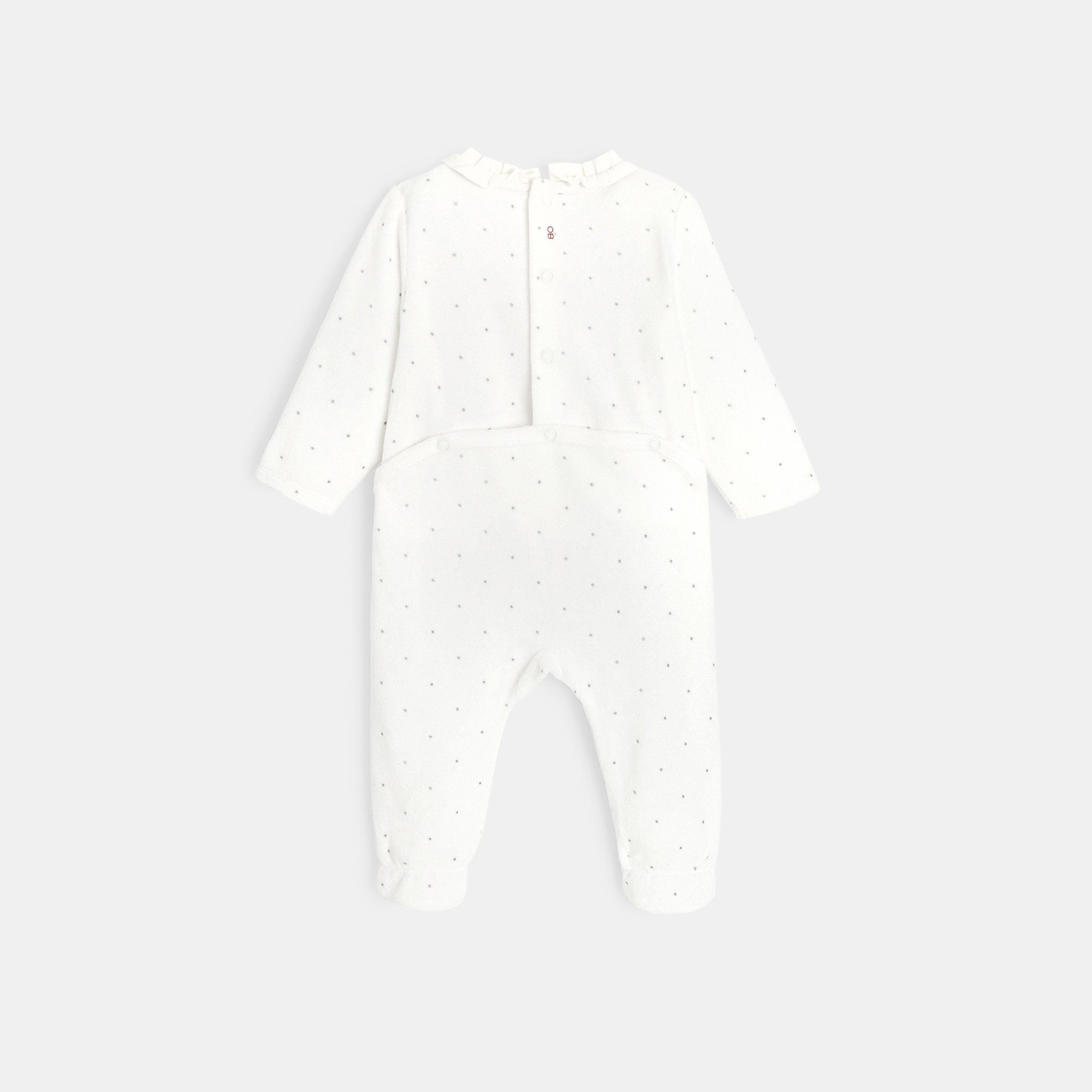 Dors-bien velours brodé 3D blanc bébé fille - Blanc Lait