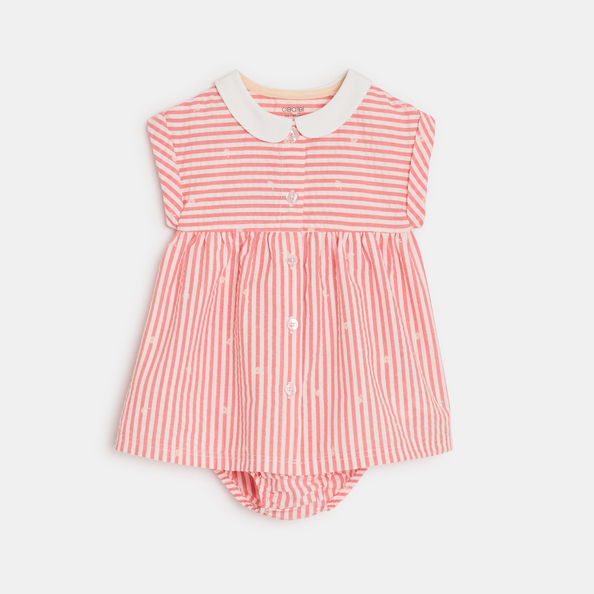 Robe rose à rayures bébé fille - Rayures rose