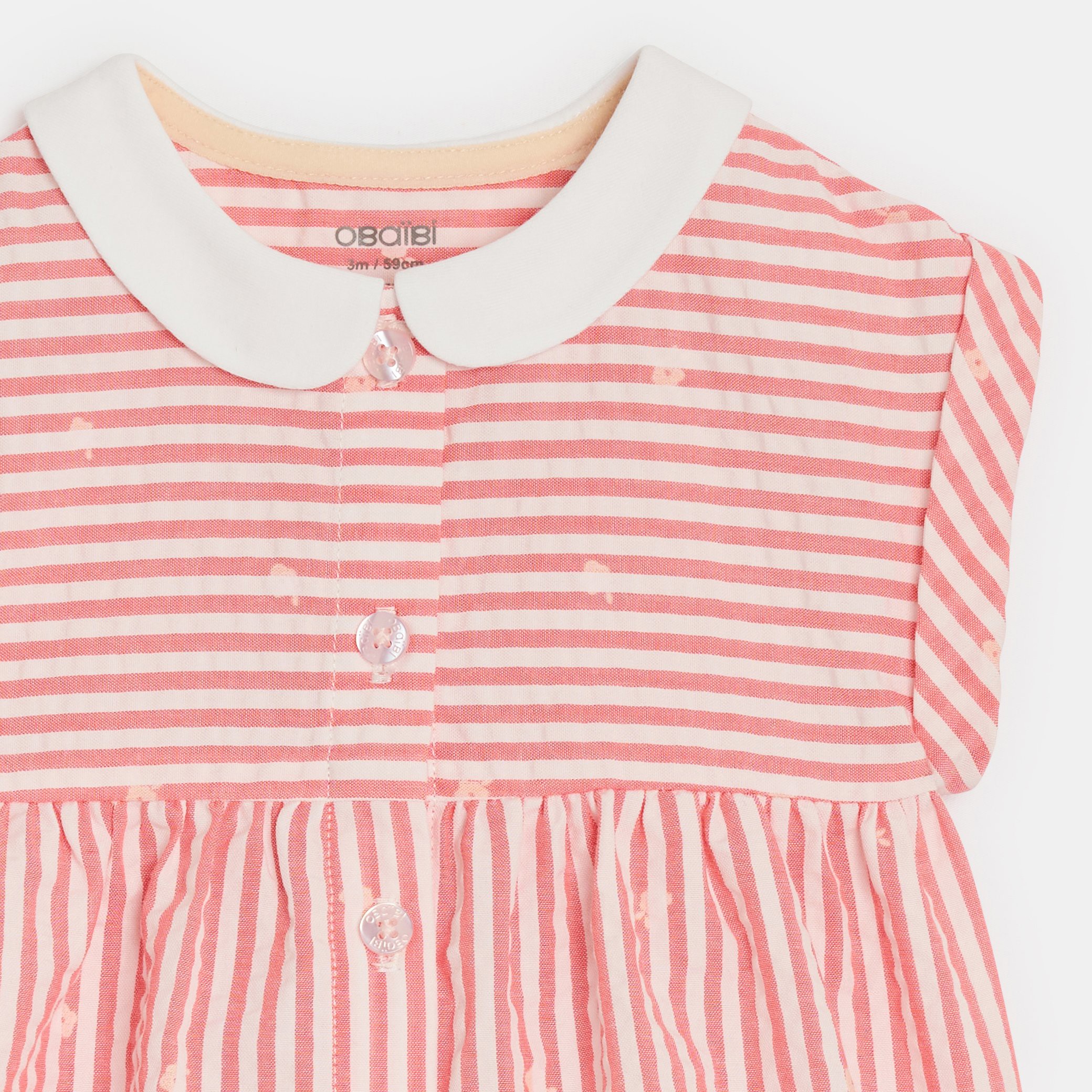Robe rose à rayures bébé fille - Rayures rose