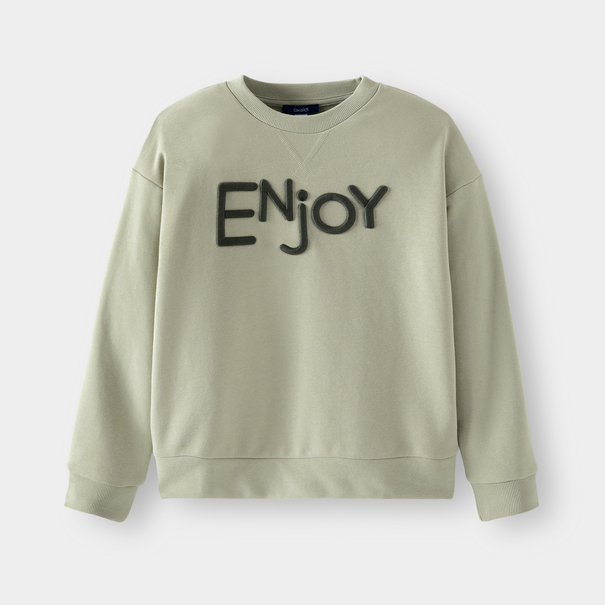 Sweat molleton brodé rouge garçon - Vert Sauge