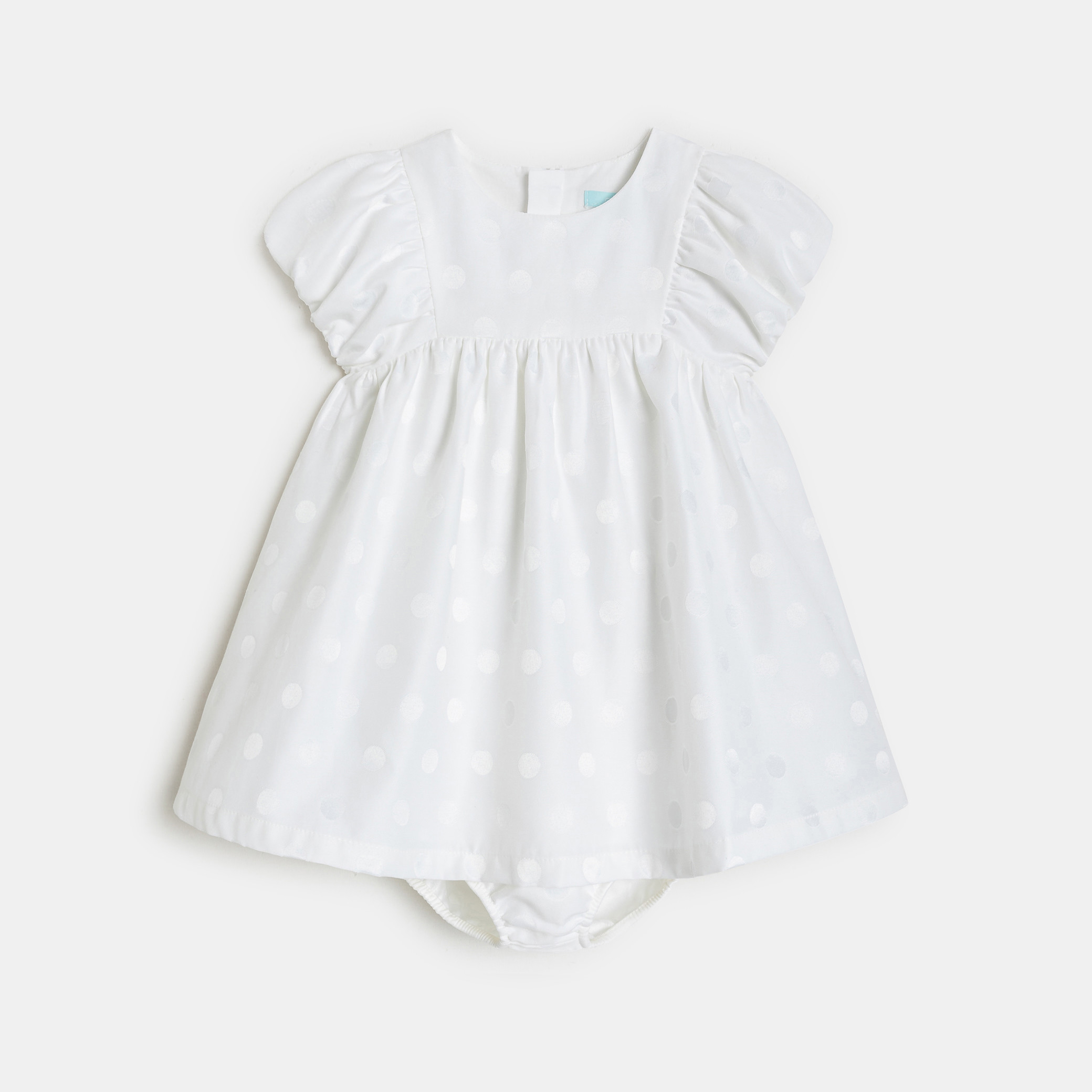 Robe bleu marine à pois bébé fille - Blanc