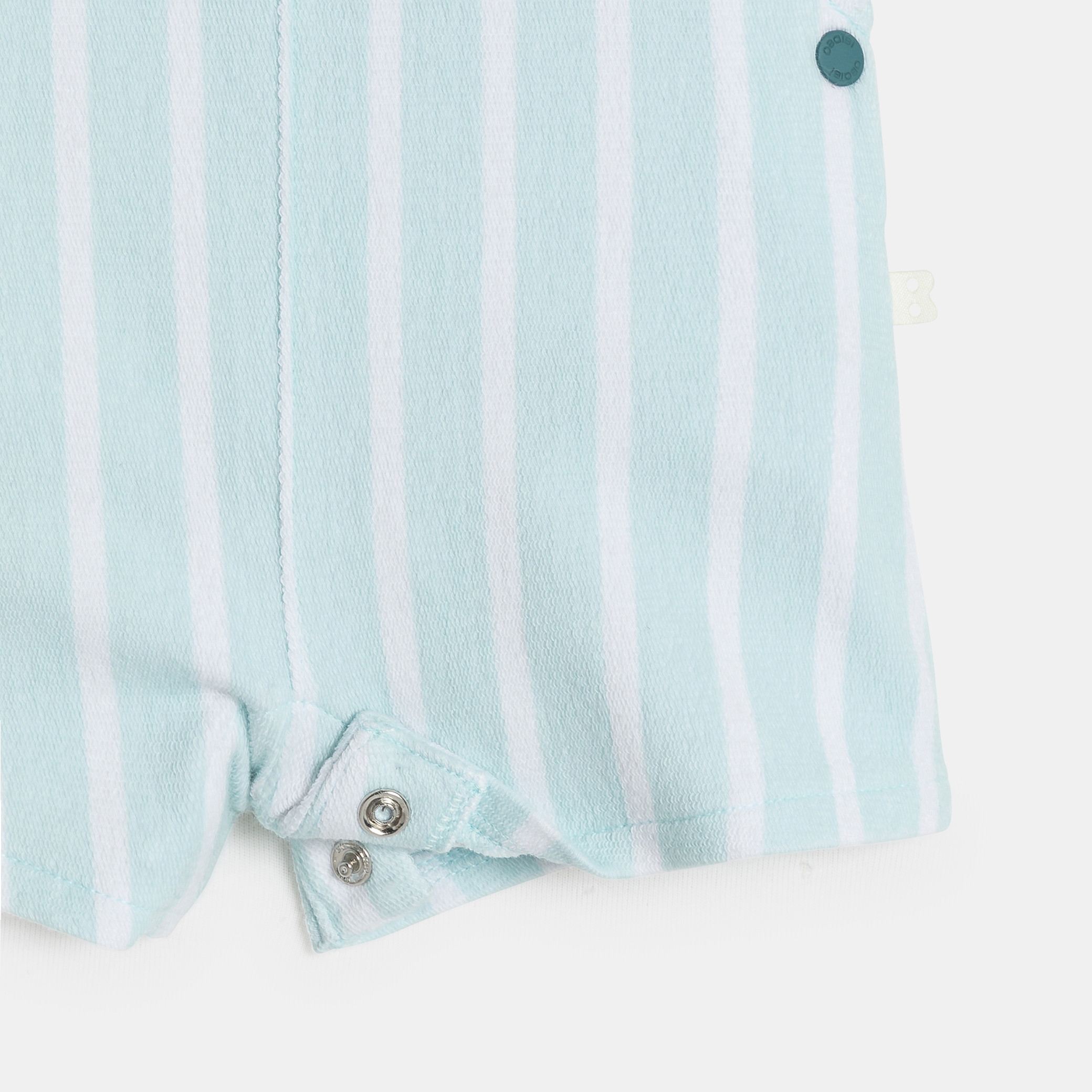 Salopette bouclette et body bleu clair bébé garçon - Rayures bleu