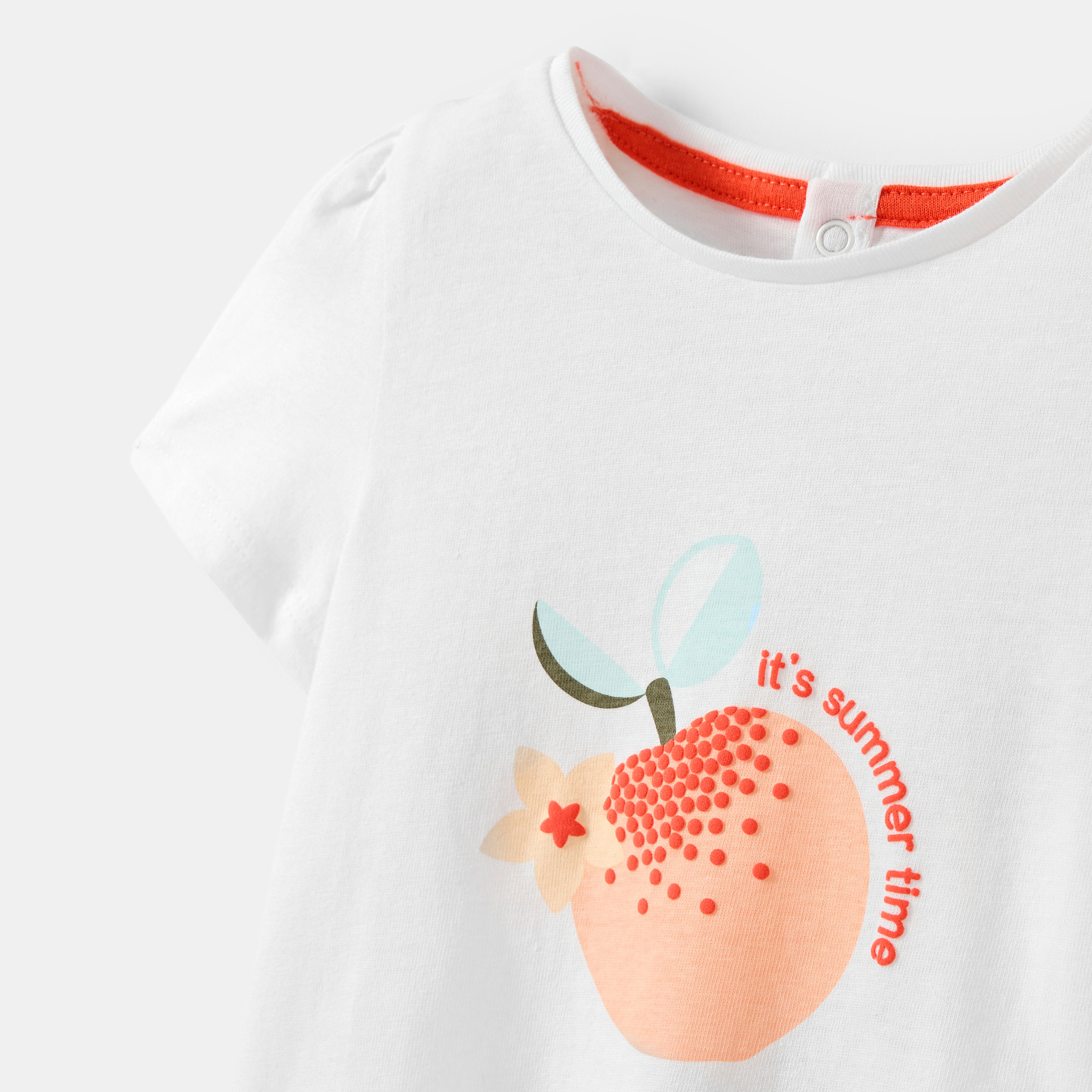 T-shirt jersey fruits blanc bébé fille - Rose Thé