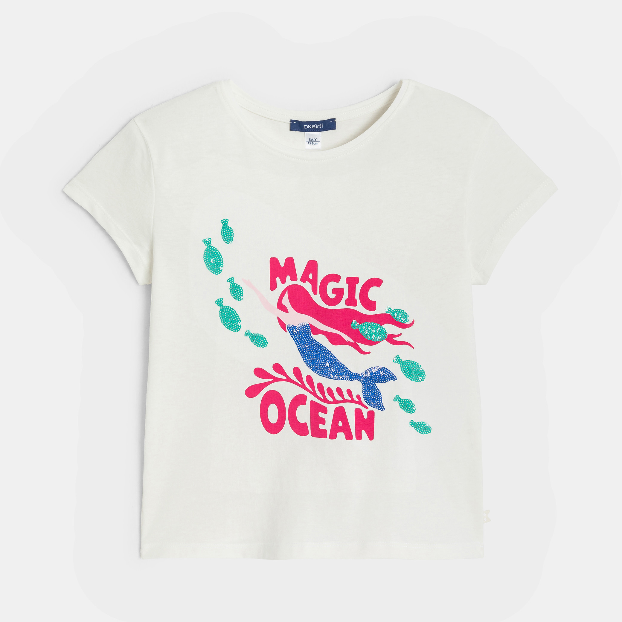 T-shirt sirène rose fille - Blanc