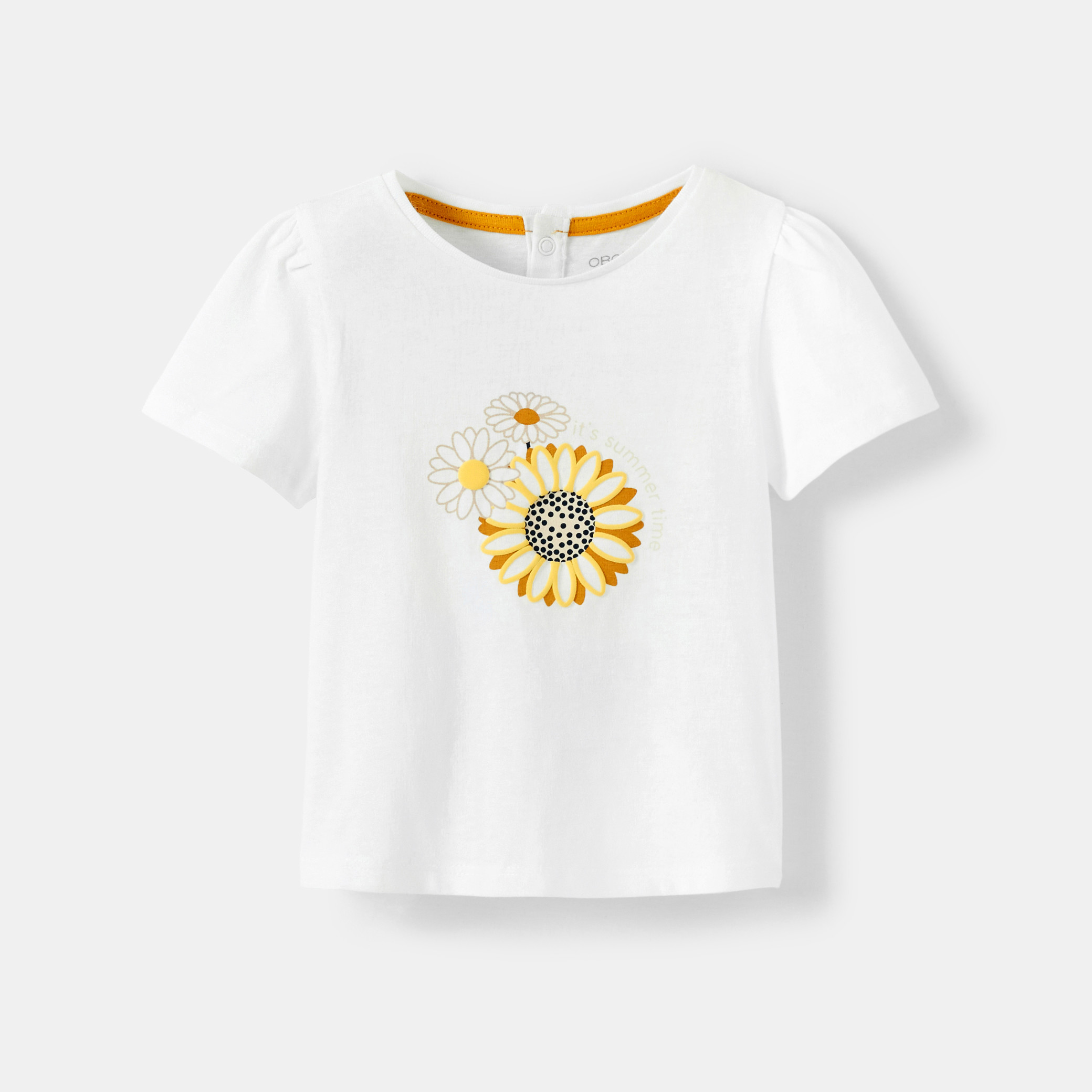 T-shirt jersey fruits blanc bébé fille - Jaune Safran