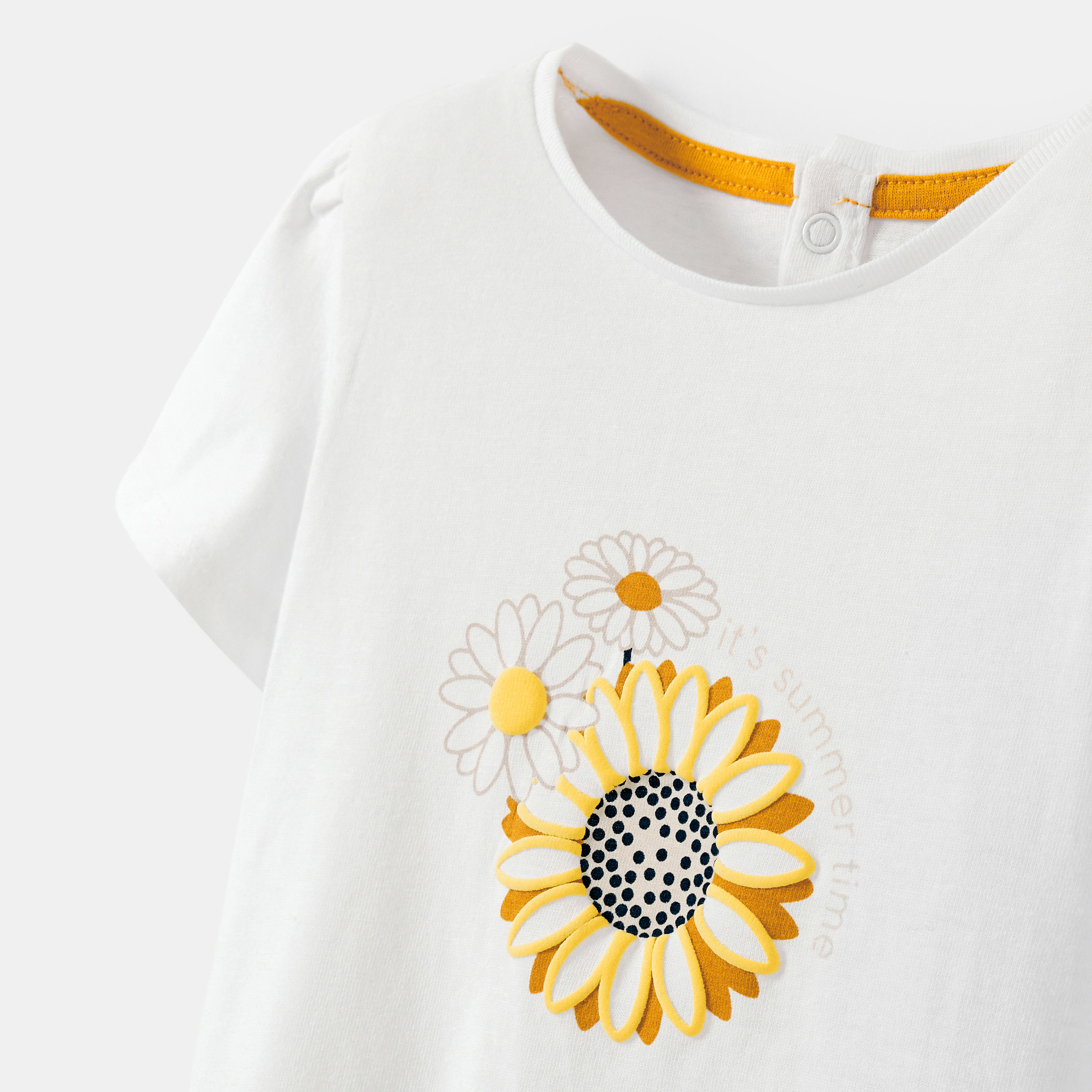 T-shirt jersey fruits blanc bébé fille - Jaune Safran