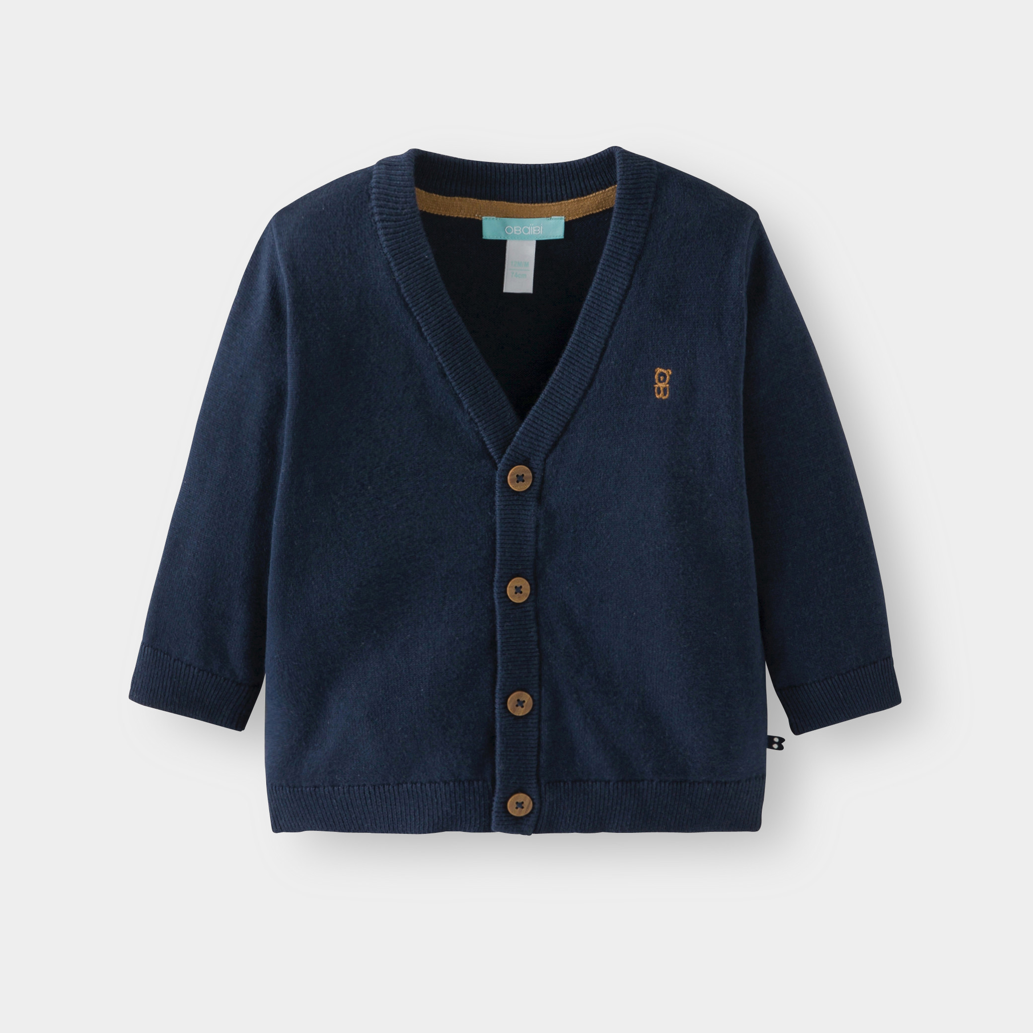 Gilet maille tricot col V bleu marine bébé garçon - Bleu navy