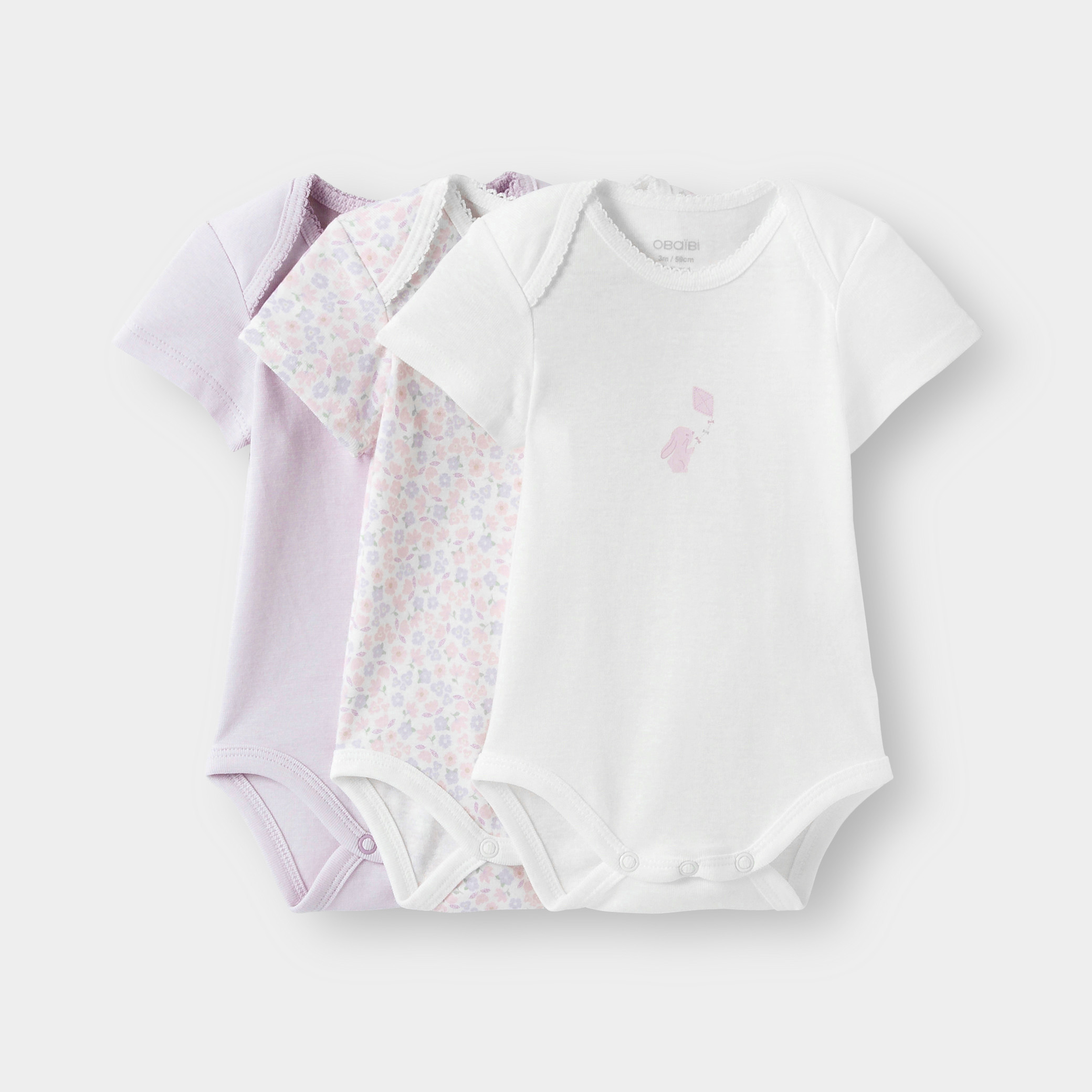 Body col US blanc bébé fille (lot de 3) - blanc